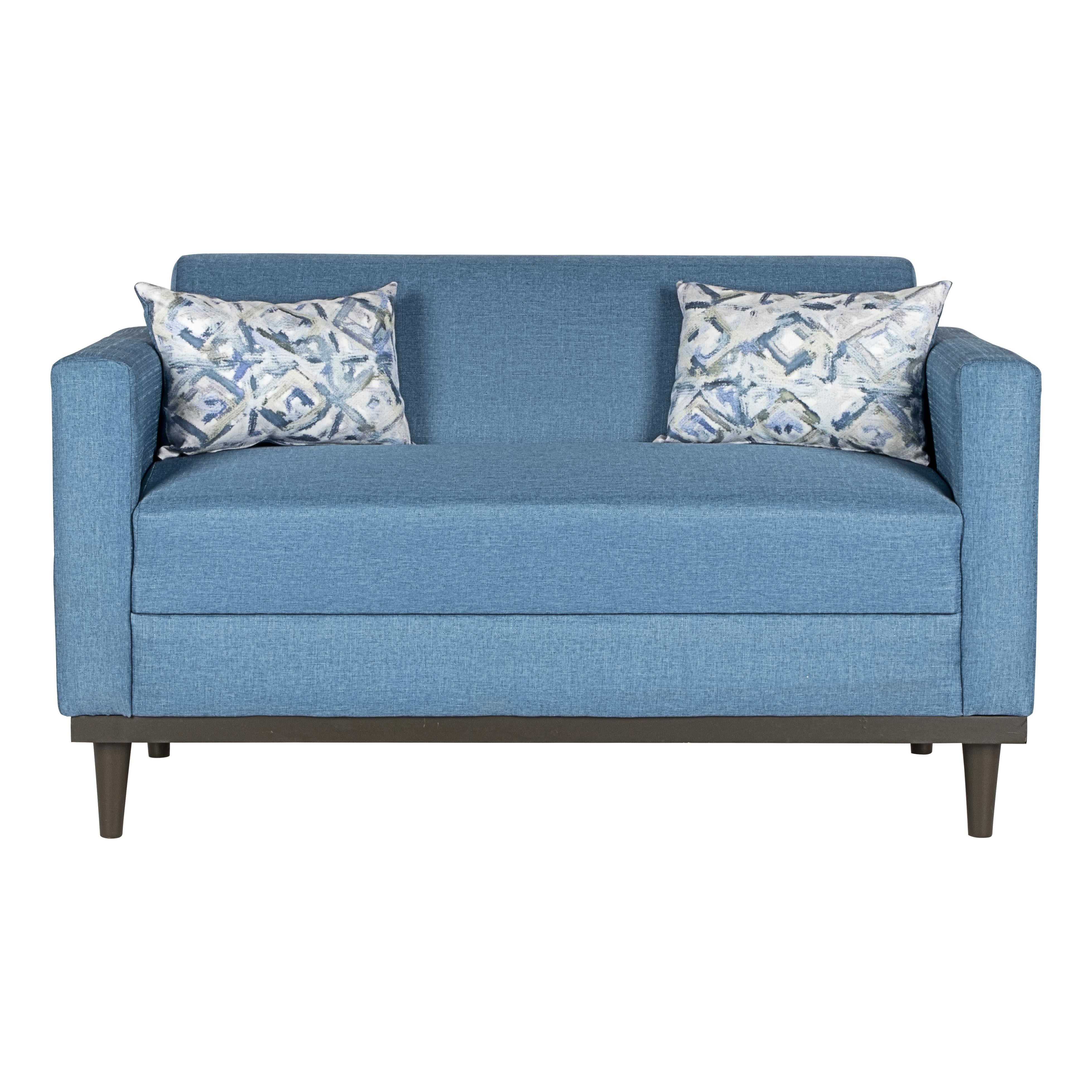 AIDEN LOVESEAT W/2 THROW PILLOWS-BLUE - Ideal Furniture (Fresno,CA) 
