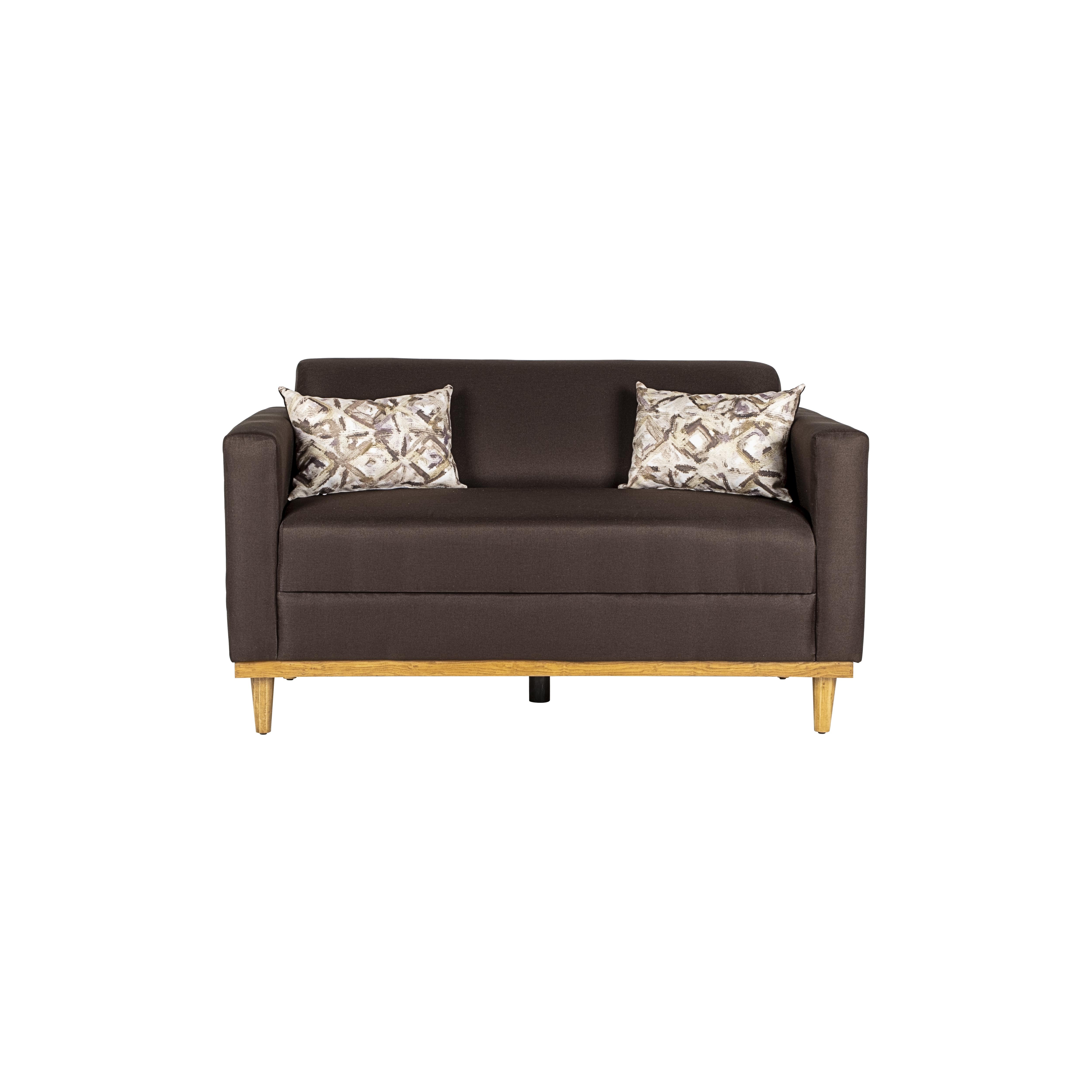 AIDEN LOVESEAT W/2 THROW PILLOWS-CHOCOLATE - Ideal Furniture (Fresno,CA) 