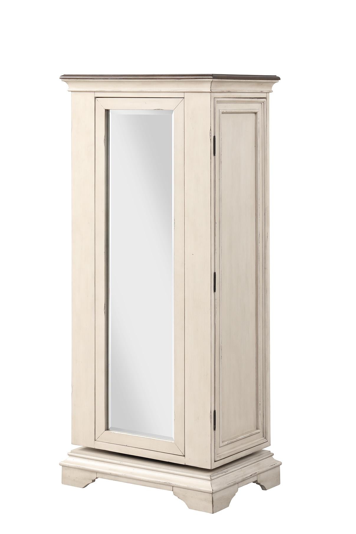 ANASTASIA LINGERIE SWIVEL CHEST W/MIRROR-ANT. WHITE - Ideal Furniture (Fresno,CA) 