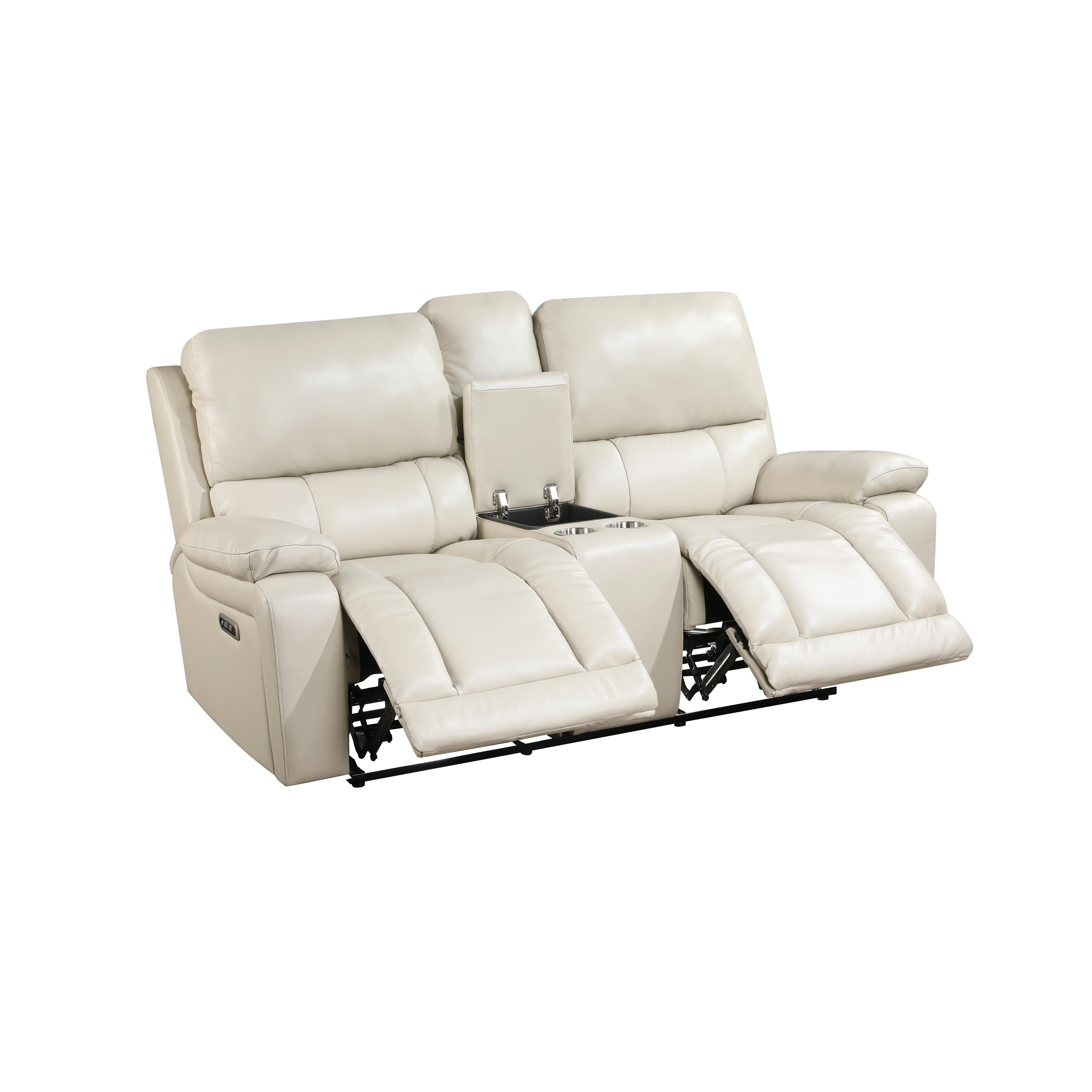 CICERO RECLINING CONSOLE LOVESEAT-CREAM - Ideal Furniture (Fresno,CA) 