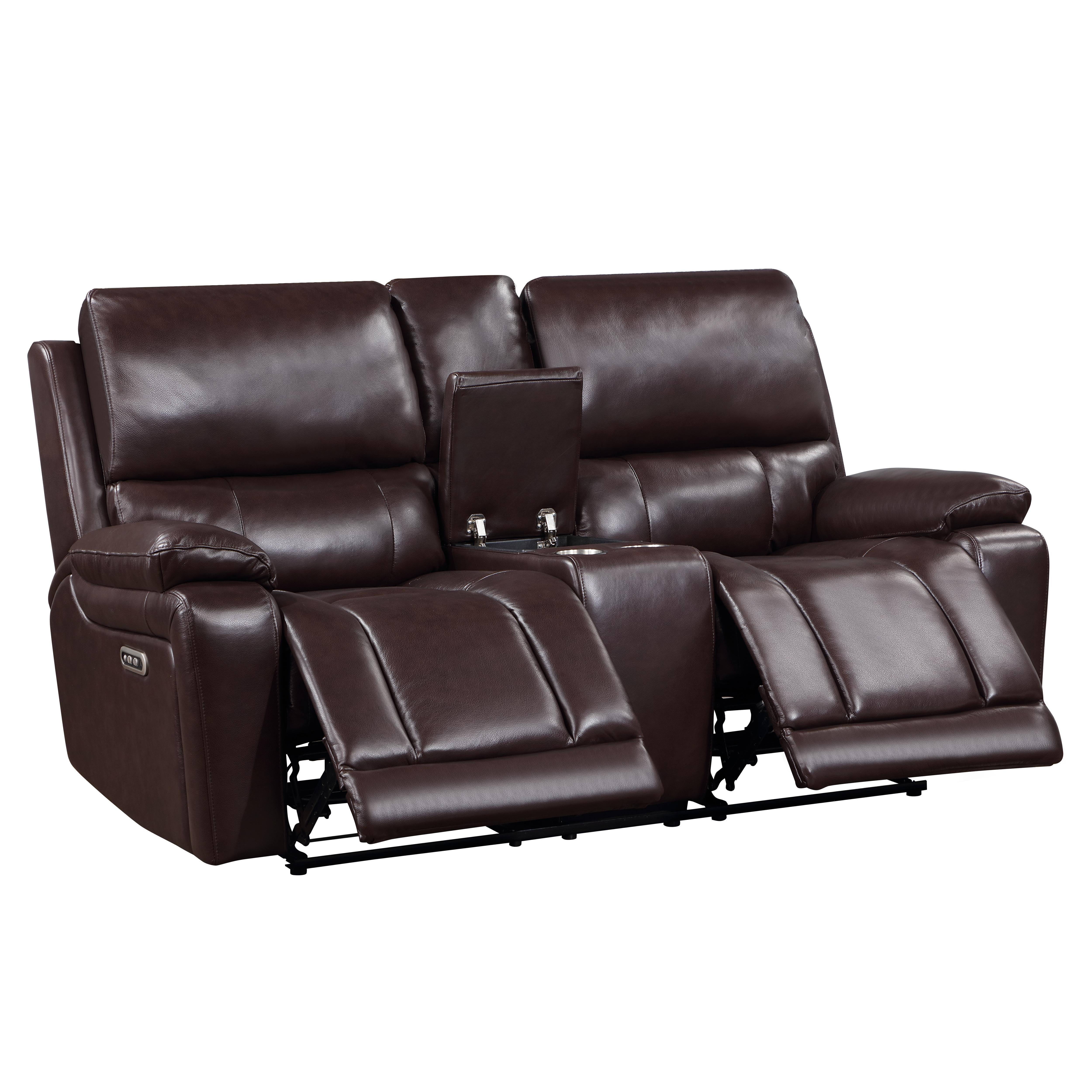 CICERO RECLINING CONSOLE LOVESEAT-BROWN - Ideal Furniture (Fresno,CA) 