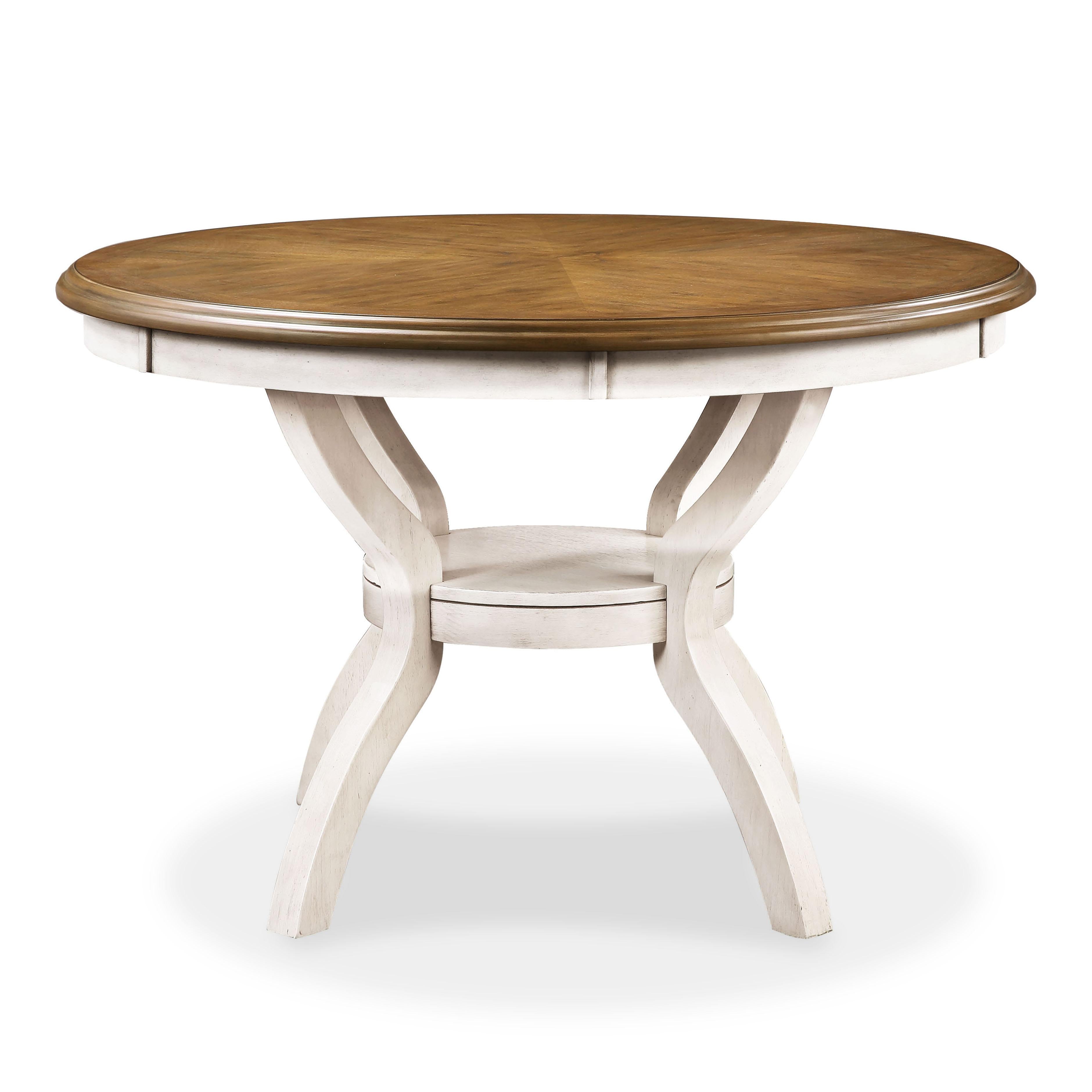 CORI ROUND DINING 5 PC SET-BISQUE/BROWN - Ideal Furniture (Fresno,CA) 