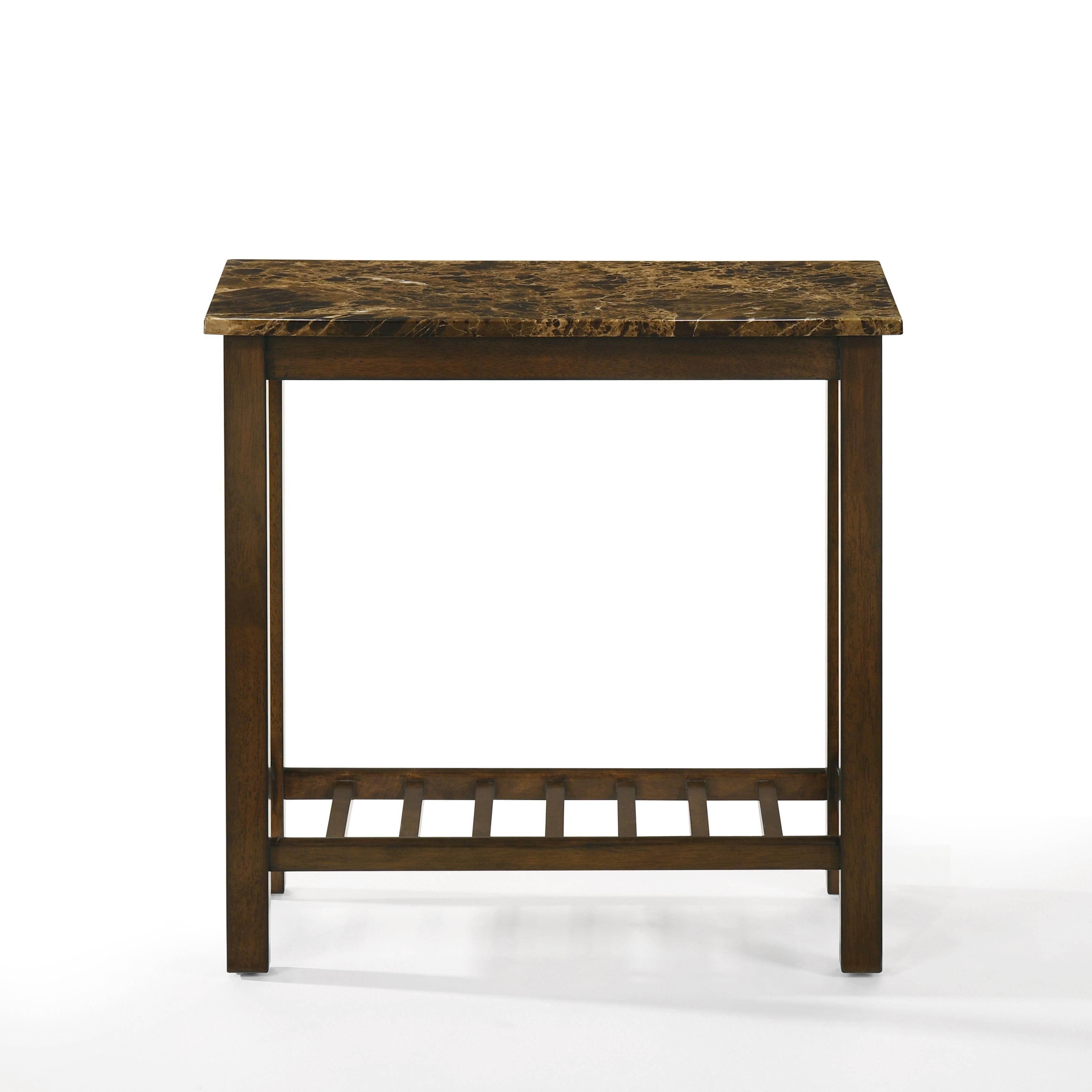 EDEN CHAIRSIDE TABLE-BROWN W/GRAY FAUX MARBLE TOP - Ideal Furniture (Fresno,CA) 