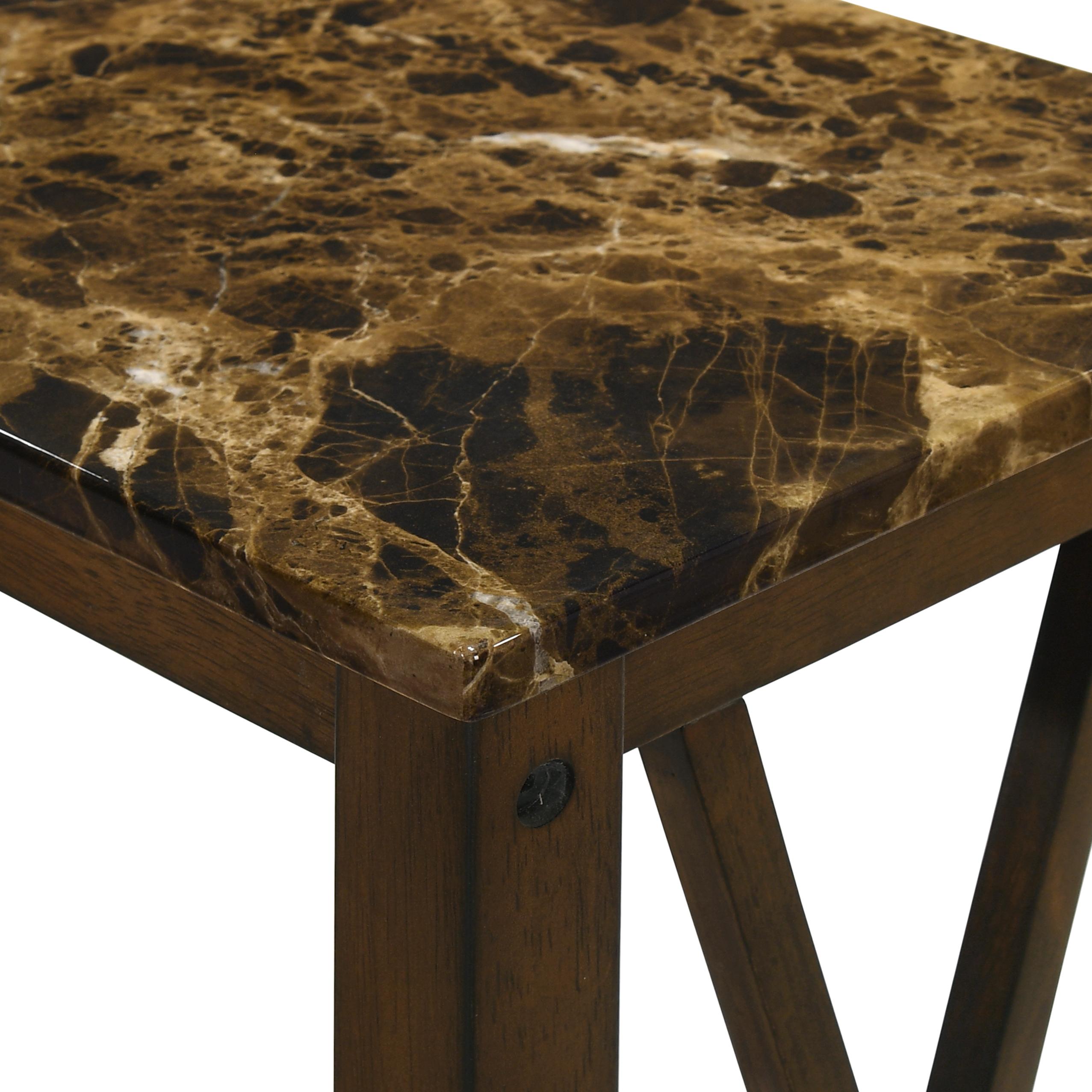 EDEN CHAIRSIDE TABLE-BROWN W/GRAY FAUX MARBLE TOP - Ideal Furniture (Fresno,CA) 