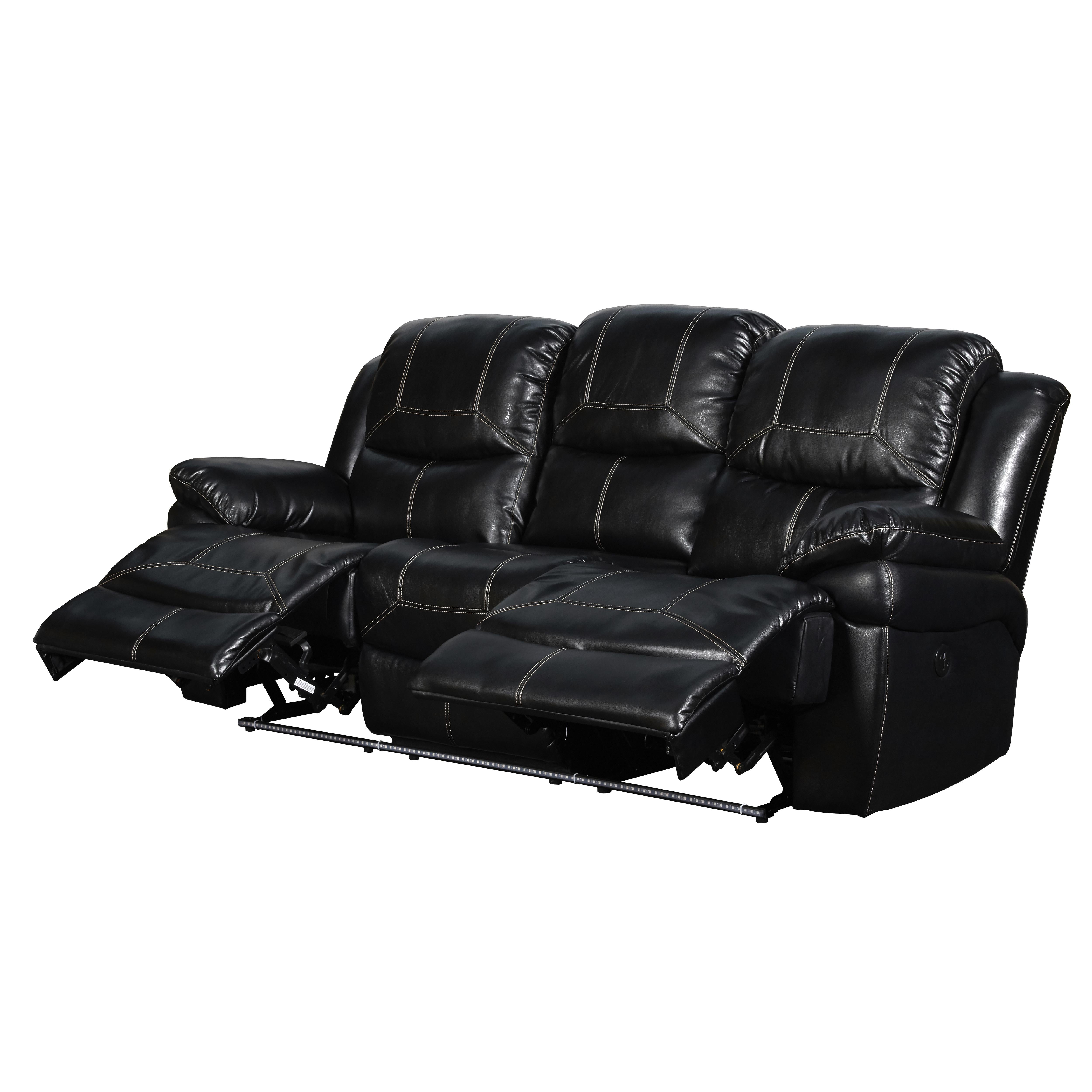FLYNN SOFA W/LIGHTED BASE & PWR FR-BLACK - Ideal Furniture (Fresno,CA) 