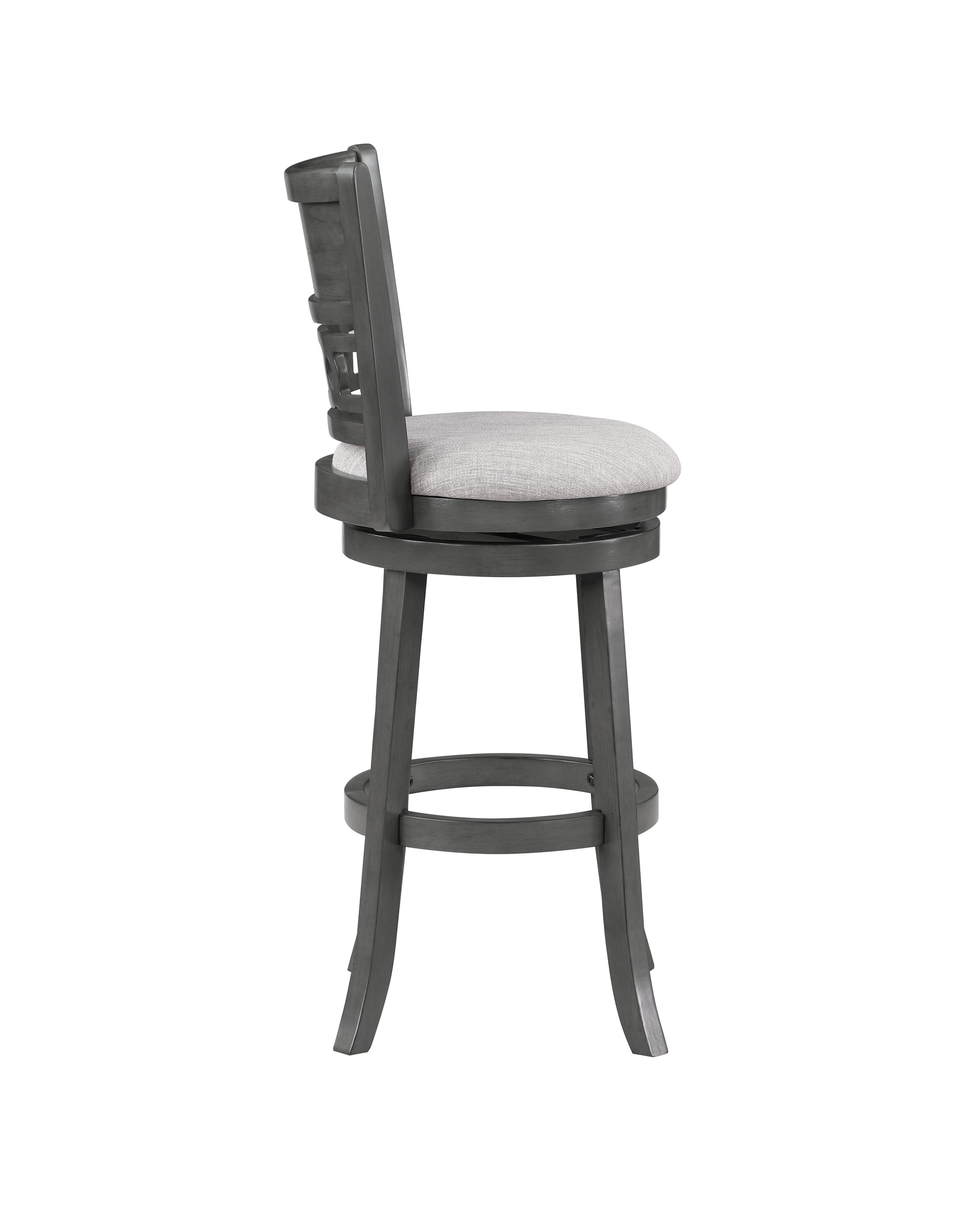 GIA 29" SWIVEL BARSTOOL-GRAY W/GRAY FABRIC SEAT - Ideal Furniture (Fresno,CA) 