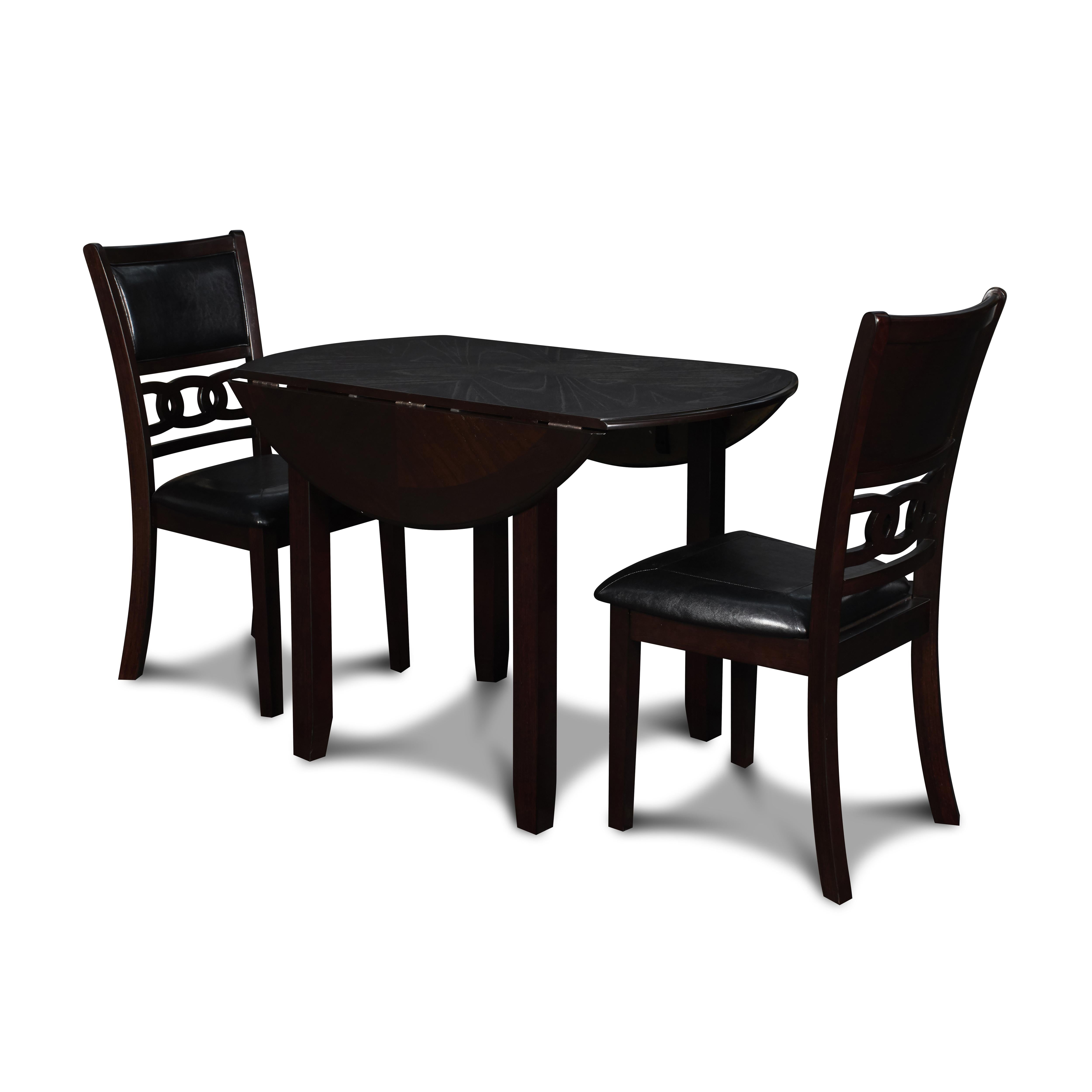 GIA 42" DINING DROP LEAF TABLE W/2 CHAIRS-EBONY - Ideal Furniture (Fresno,CA) 