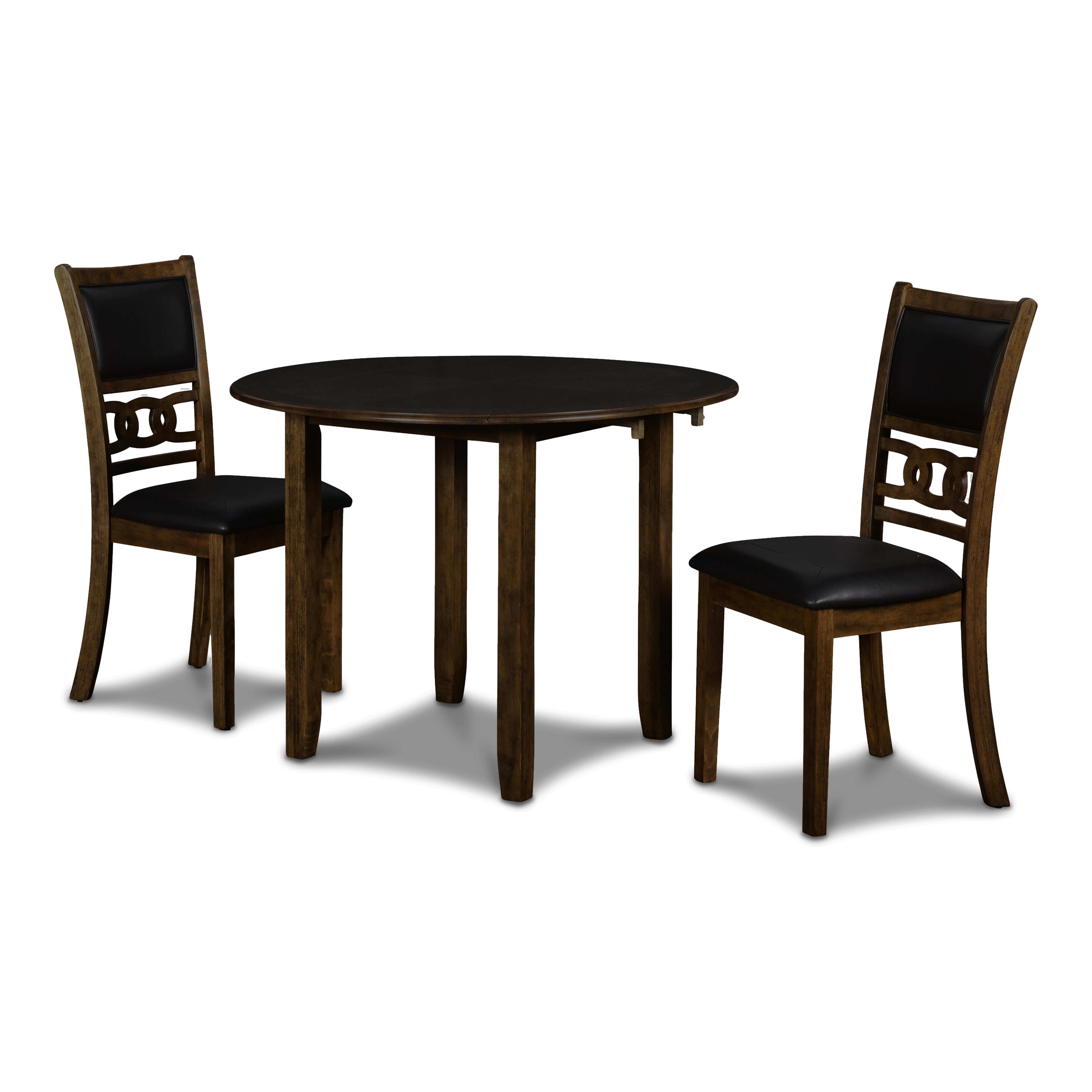 GIA 42" DINING DROP LEAF TABLE W/2 CHAIRS-BROWN - Ideal Furniture (Fresno,CA) 
