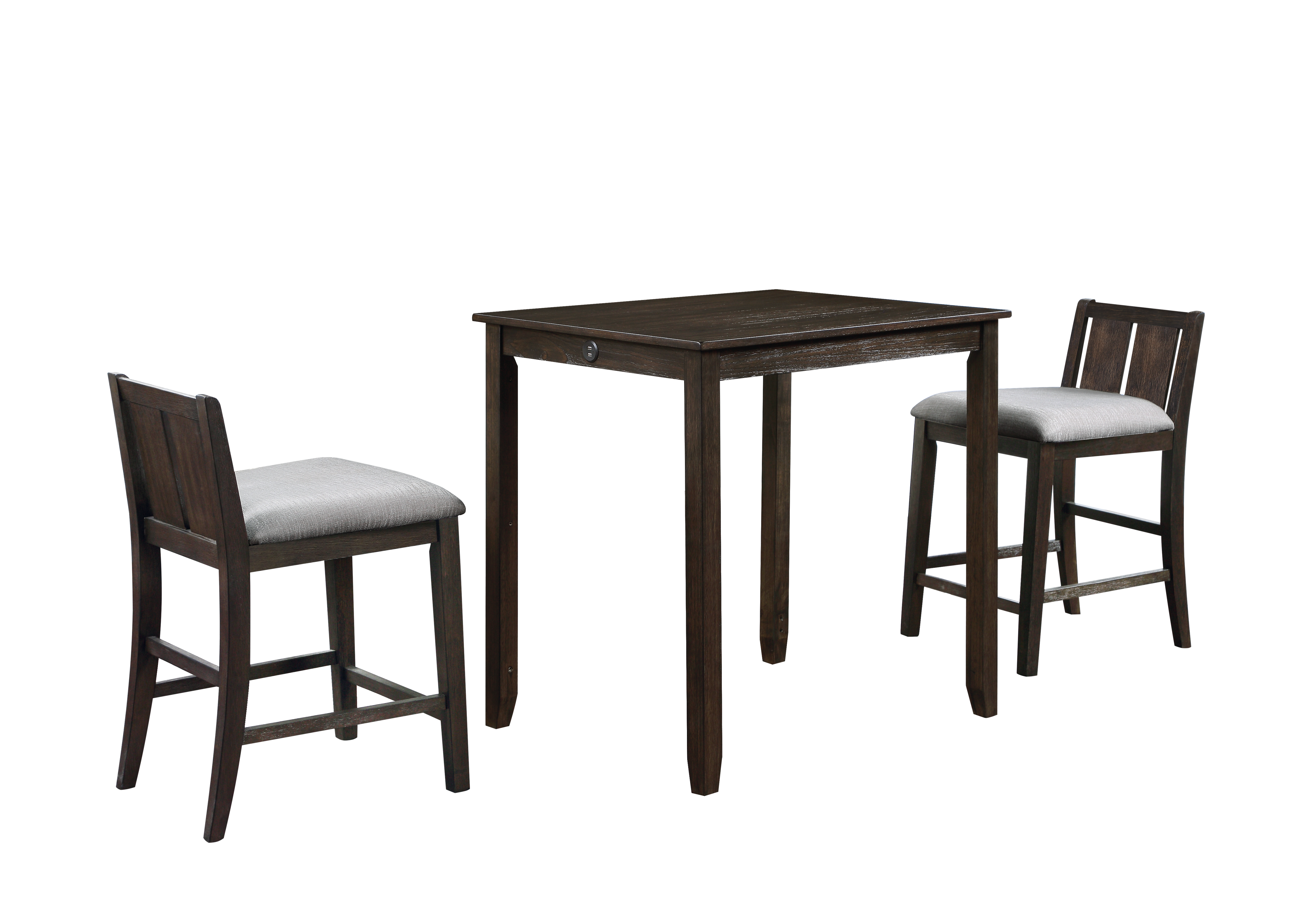 HESTON 36" STORAGE COUNTER TABLE SET W/2 CHAIRS-CHERRY - Ideal Furniture (Fresno,CA) 