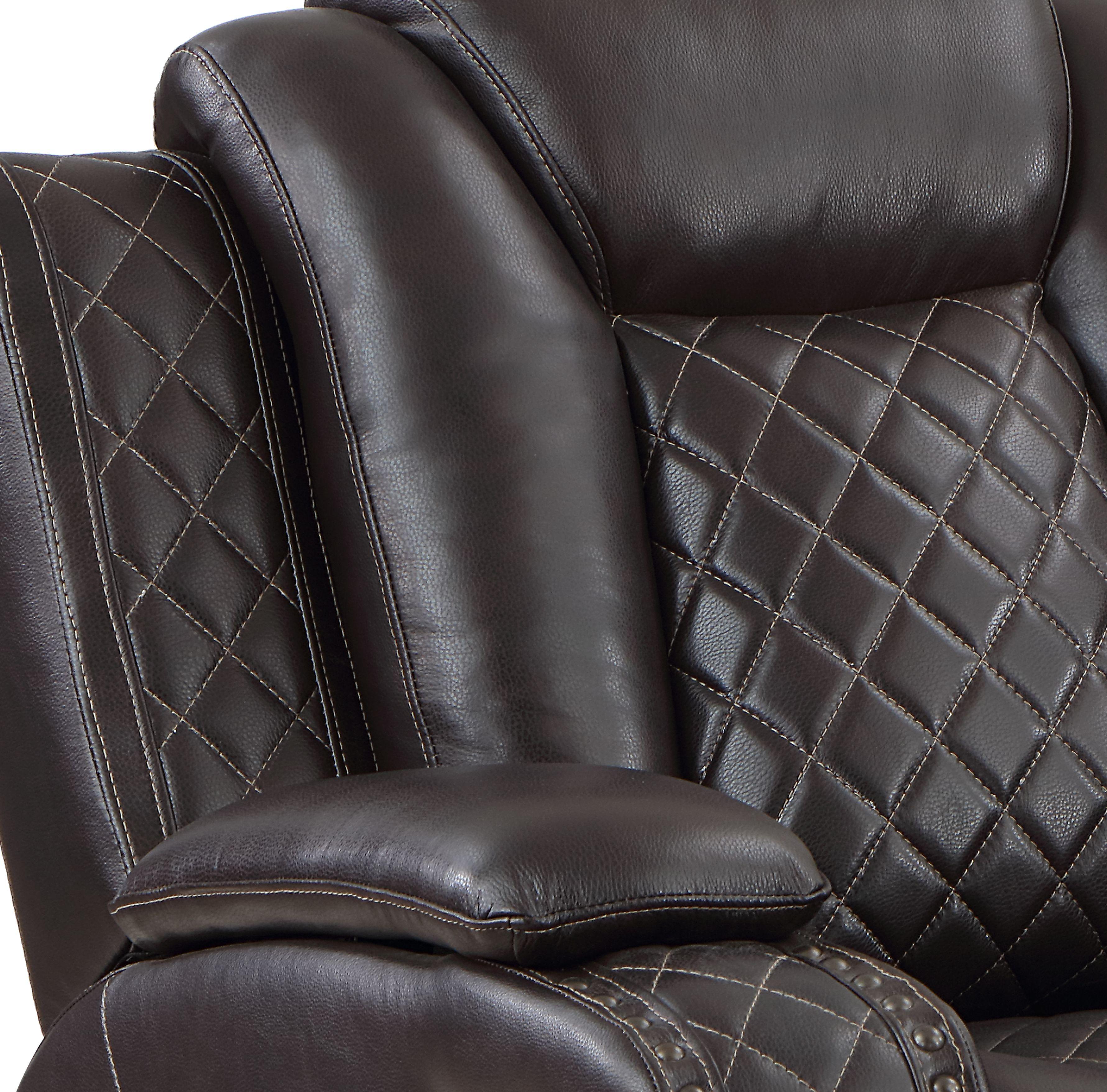 JOSHUA LEATHER CONSOLE LOVESEAT W/ PWR FR & HR-DK BROWN - Ideal Furniture (Fresno,CA) 