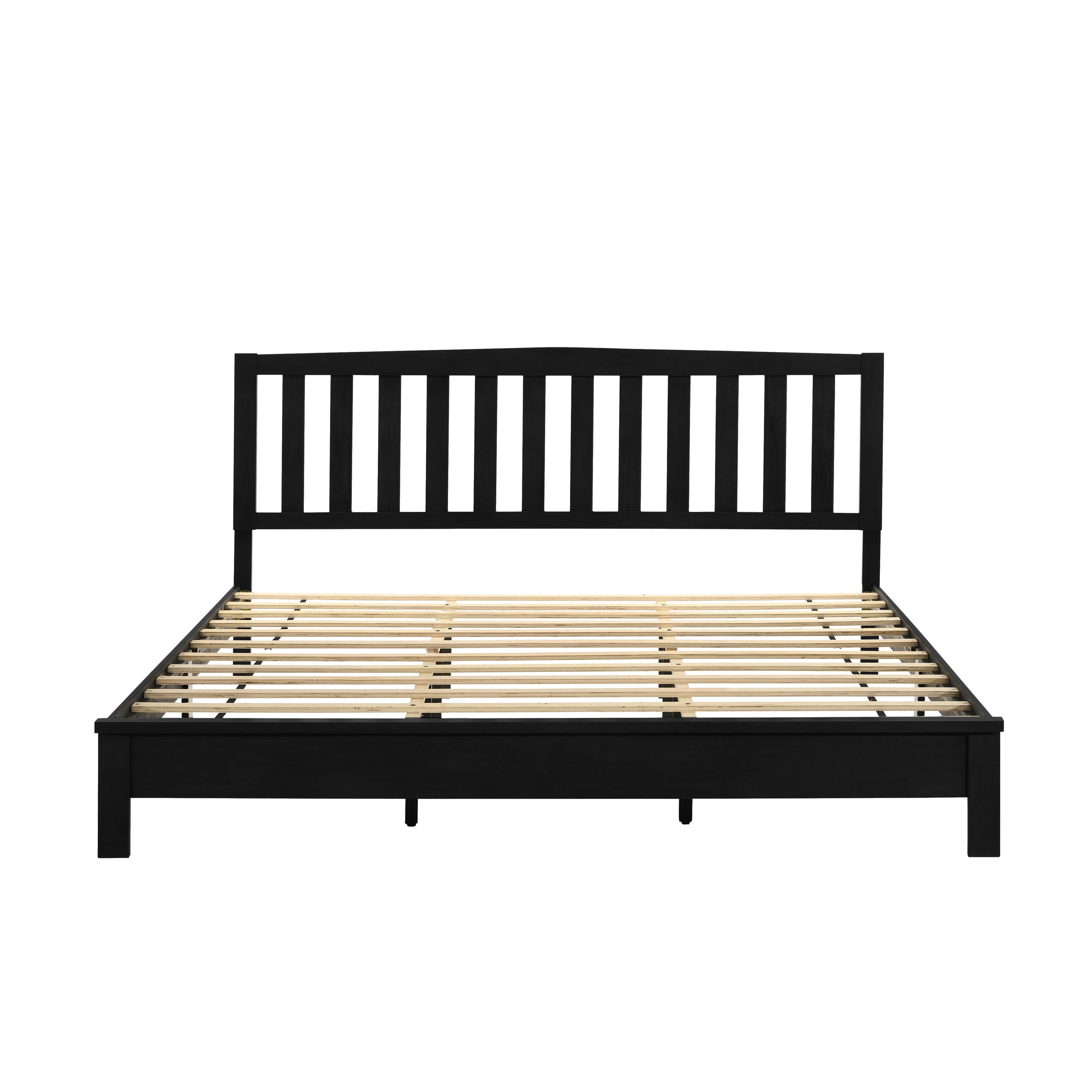 LEO 6/6 EK SLAT BED-HB/FB/RAILS-BLACK - Ideal Furniture (Fresno,CA) 