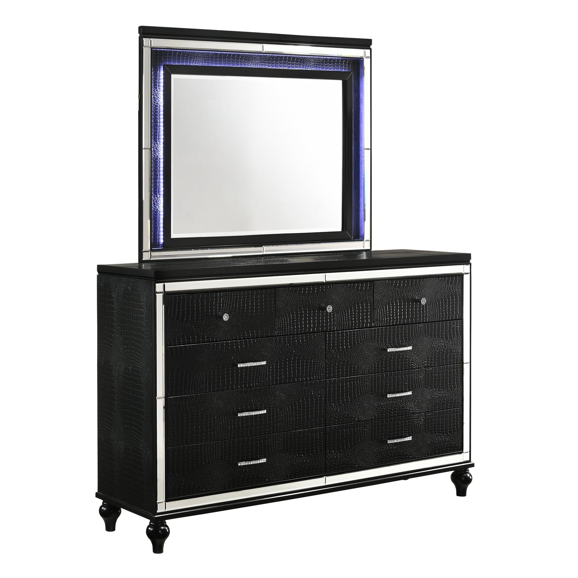 VALENTINO LIGHTED MIRROR-BLACK - Ideal Furniture (Fresno,CA) 