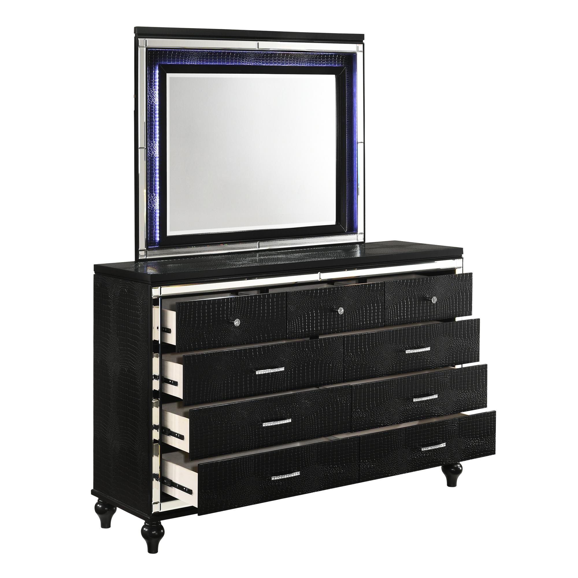 VALENTINO LIGHTED MIRROR-BLACK - Ideal Furniture (Fresno,CA) 