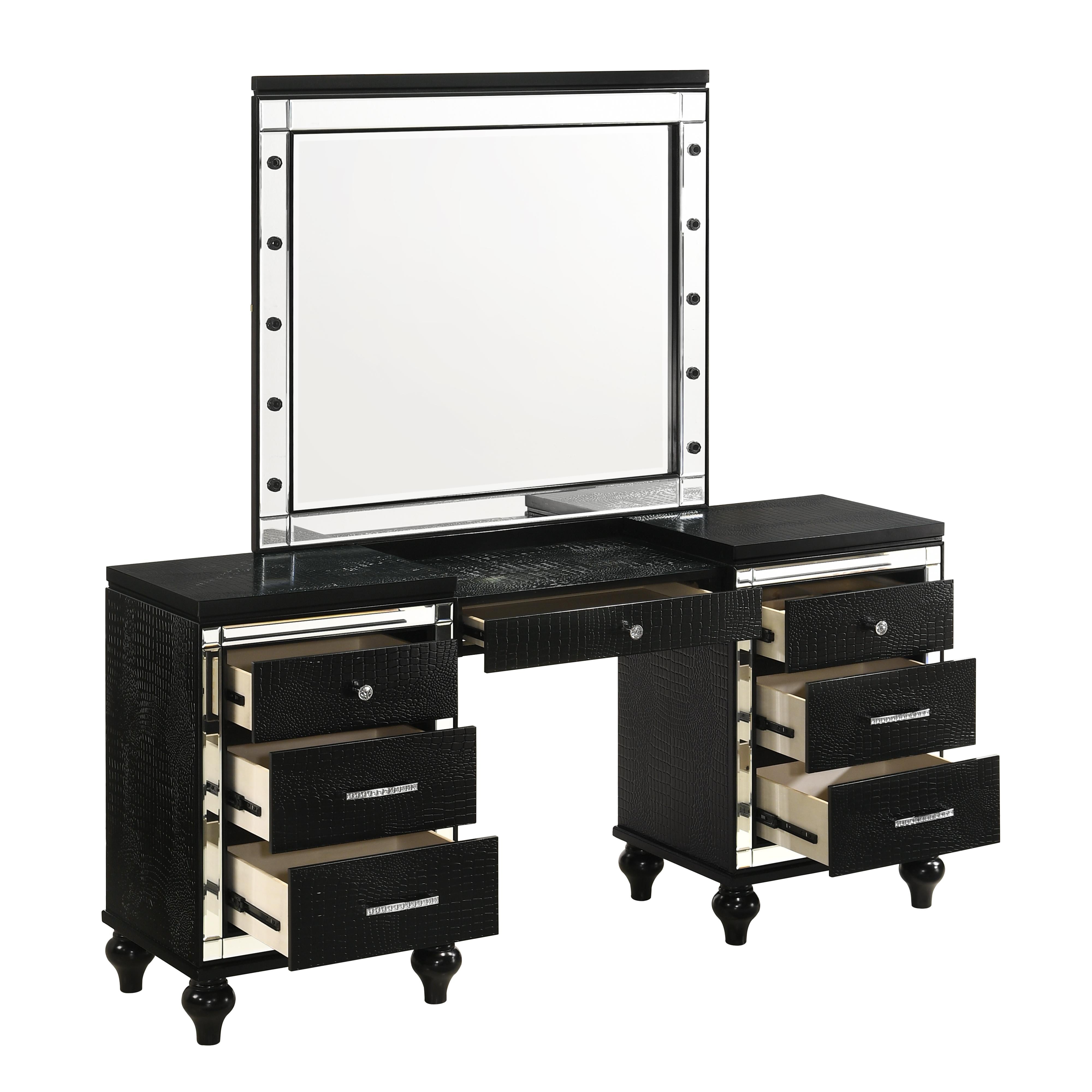 VALENTINO VANITY TABLE MIRROR (BULBS NOT INCLUDED)-BLACK - Ideal Furniture (Fresno,CA) 