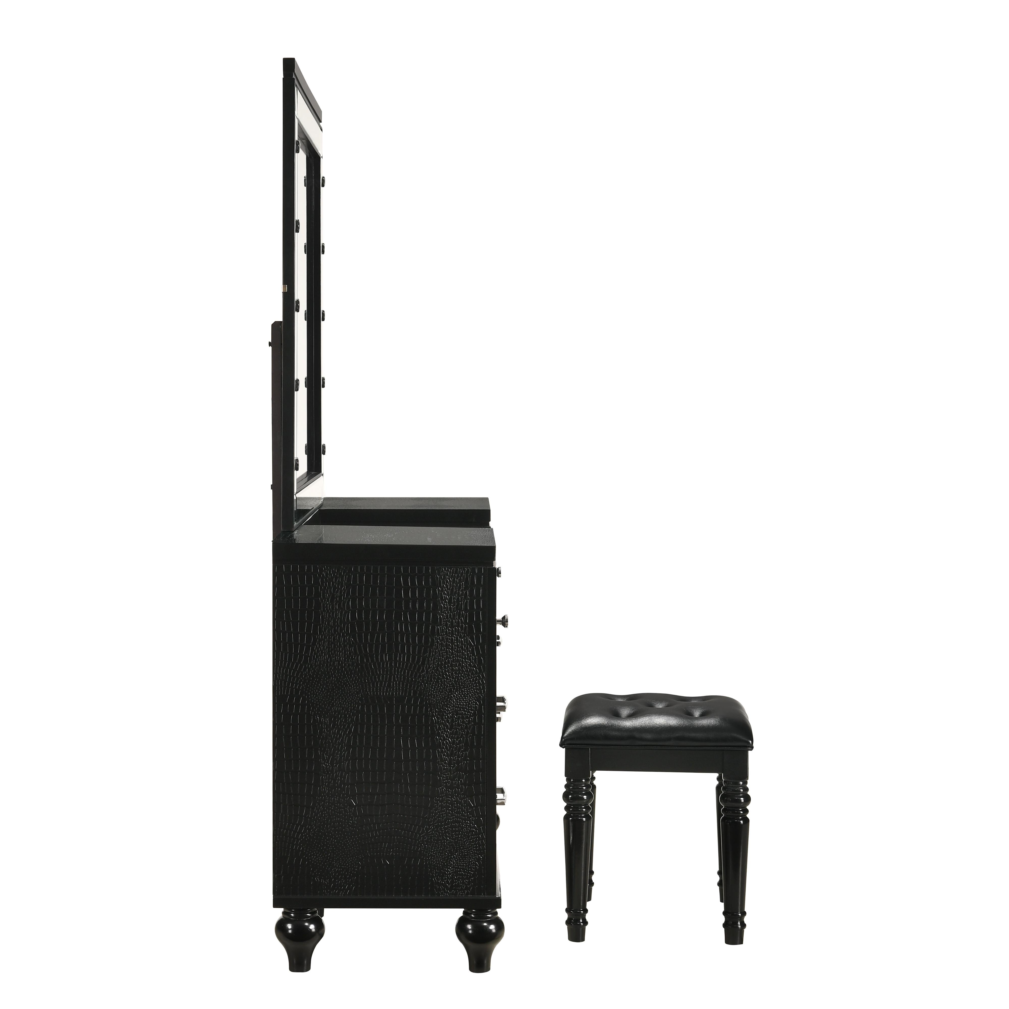 VALENTINO VANITY TABLE STOOL-BLACK - Ideal Furniture (Fresno,CA) 