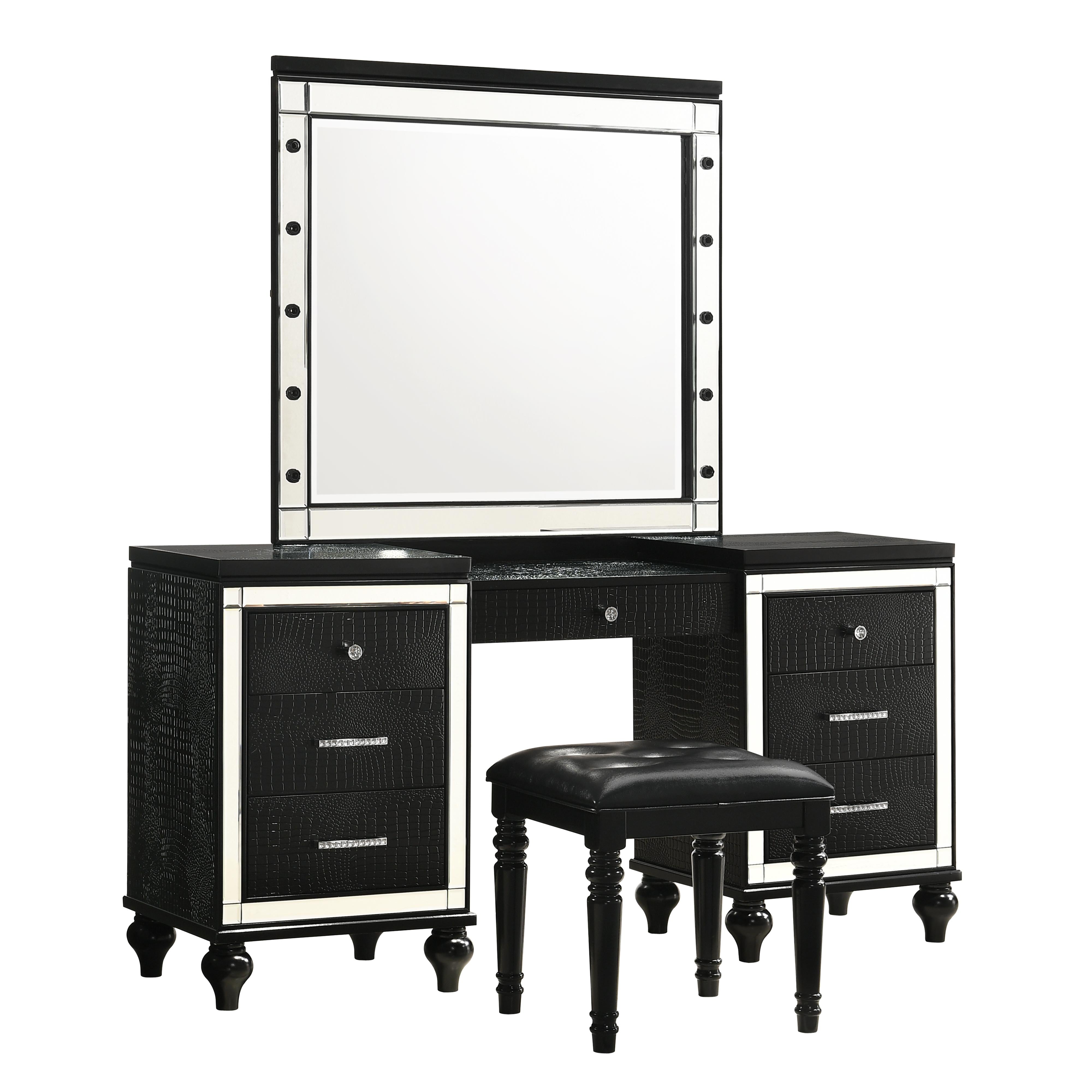 VALENTINO VANITY TABLE STOOL-BLACK - Ideal Furniture (Fresno,CA) 