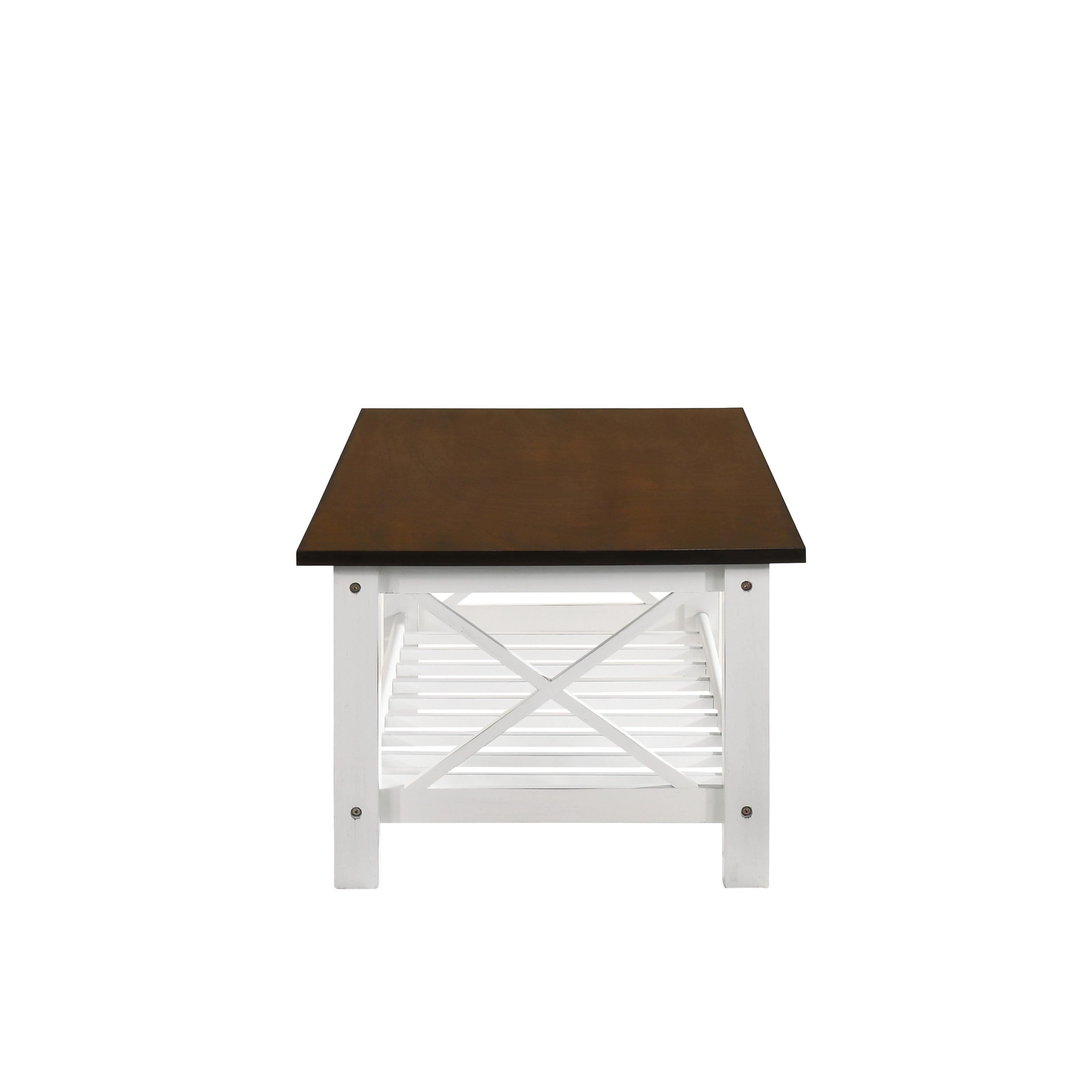VESTA COFFEE TABLE-TWO TONE CREME/BROWN - Ideal Furniture (Fresno,CA) 