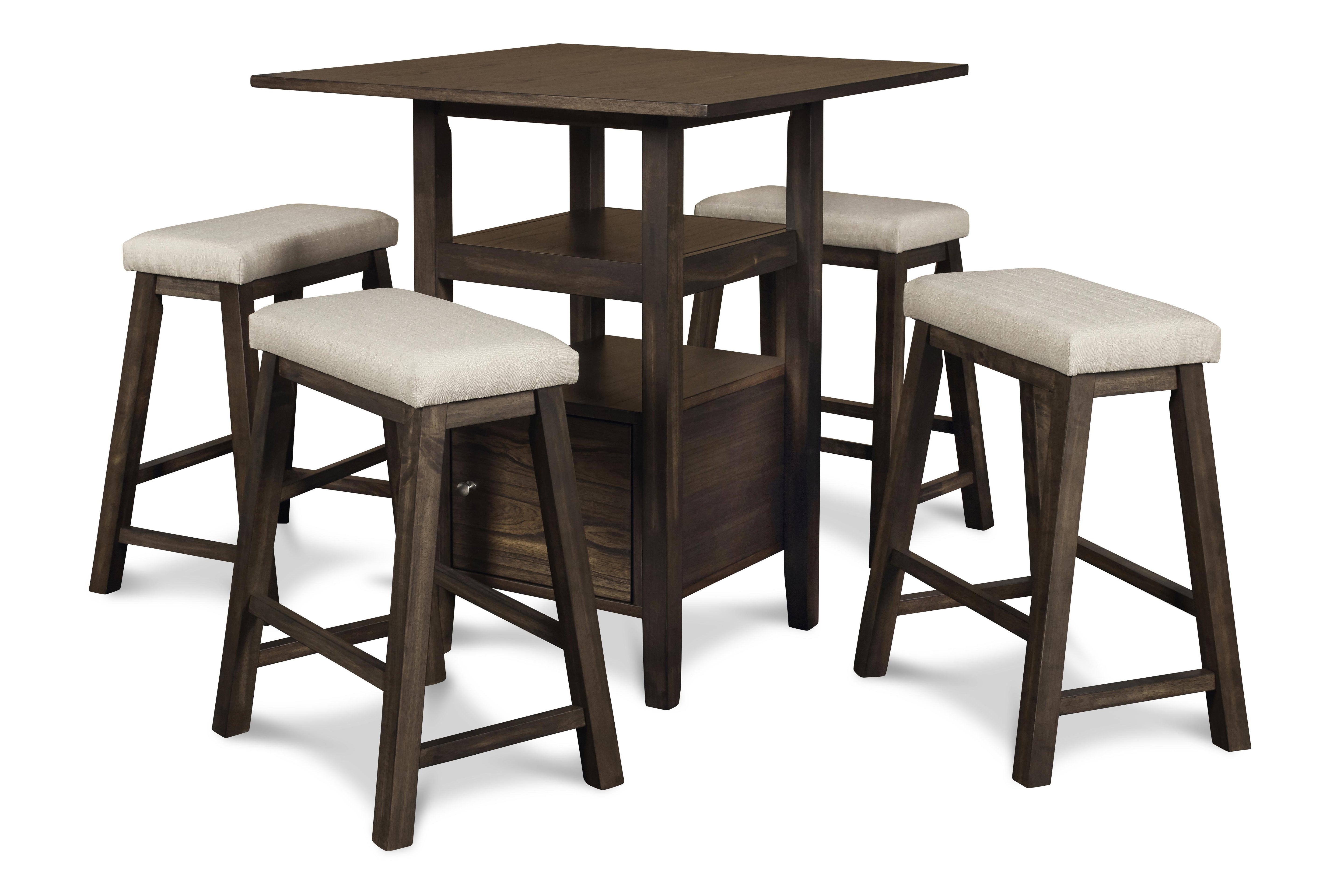 DERBY COUNTER TABLE & 4 STOOLS (SET) - CHOCOLATE - Ideal Furniture (Fresno,CA) 