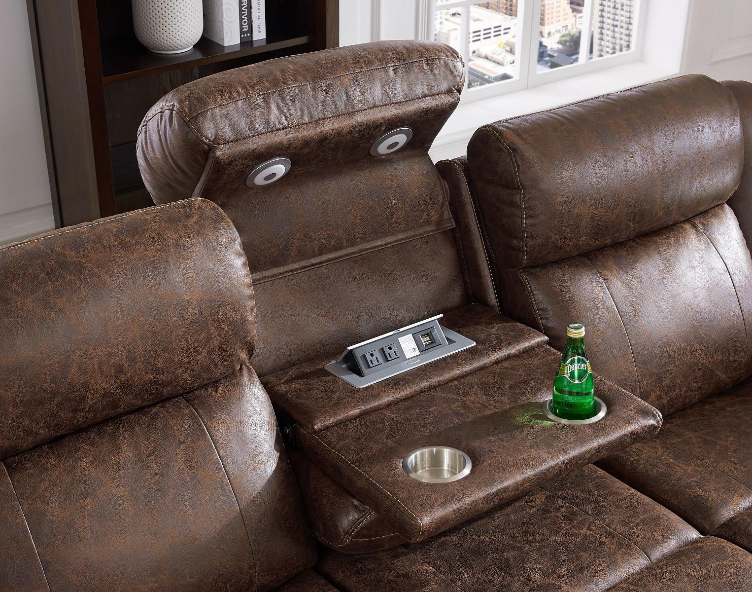 New Classic Furniture Atticus Dual Reclining Sofa in Mocha - Ideal Furniture (Fresno,CA) 
