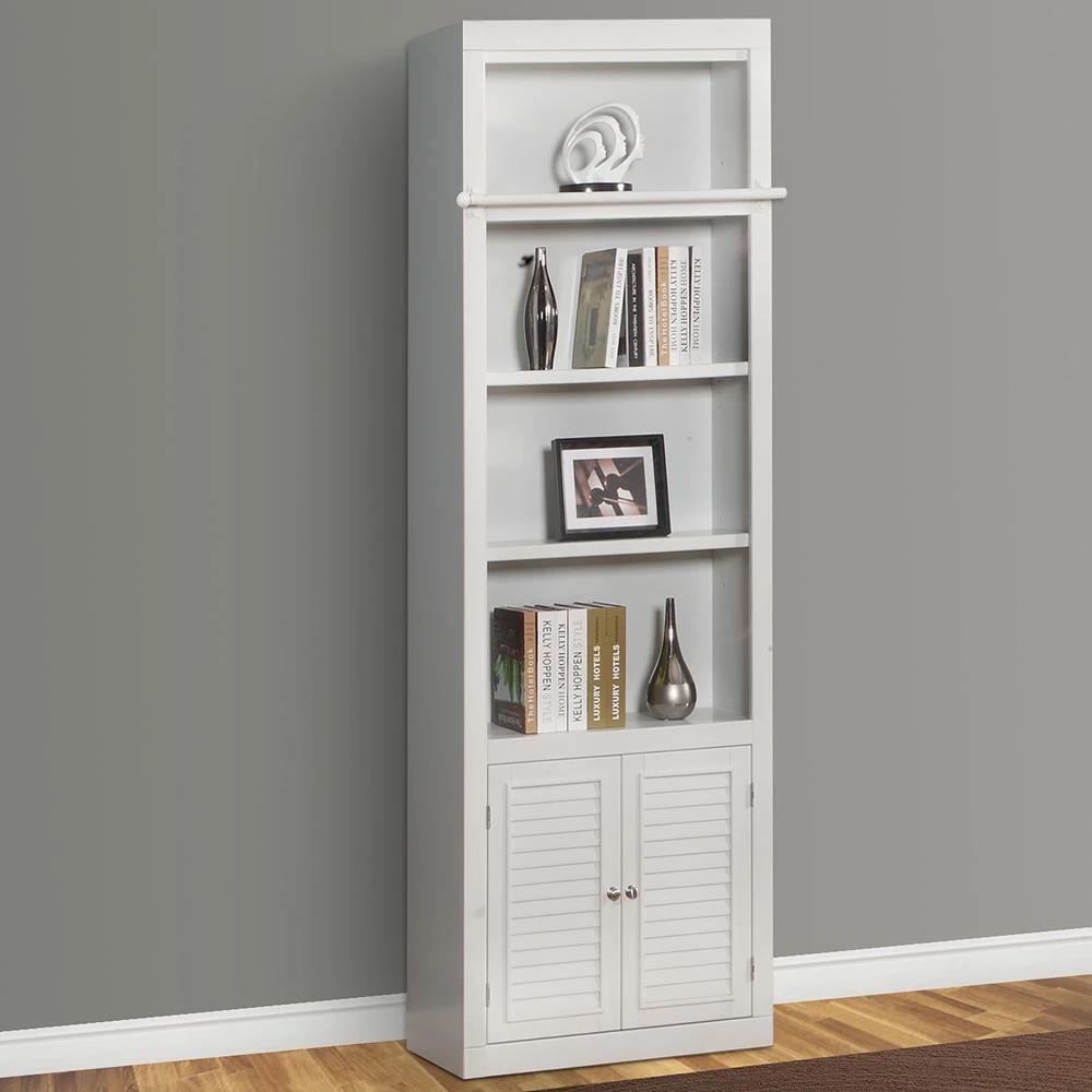 Parker House Boca 6-Piece Inset Bookcase Wall with Ladder in Cottage White