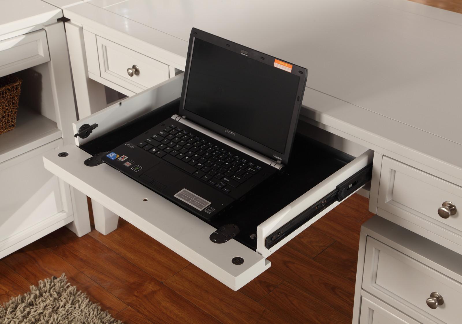 Parker House Boca 7-Piece U-Shaped Modular Office in Cottage White - Ideal Furniture (Fresno,CA) 