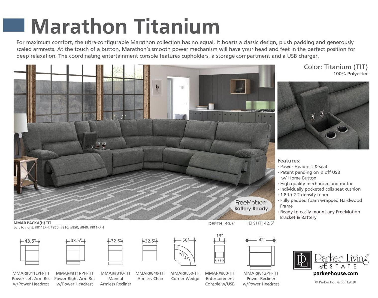 Parker House Marathon Corner Wedge in Titanium - Ideal Furniture (Fresno,CA) 