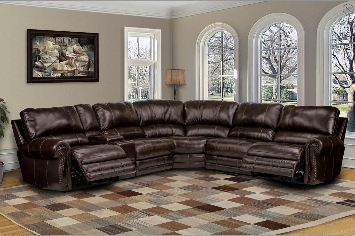 Parker House Thurston 6-Piece Power Recliner Sectional in Havana - Package M