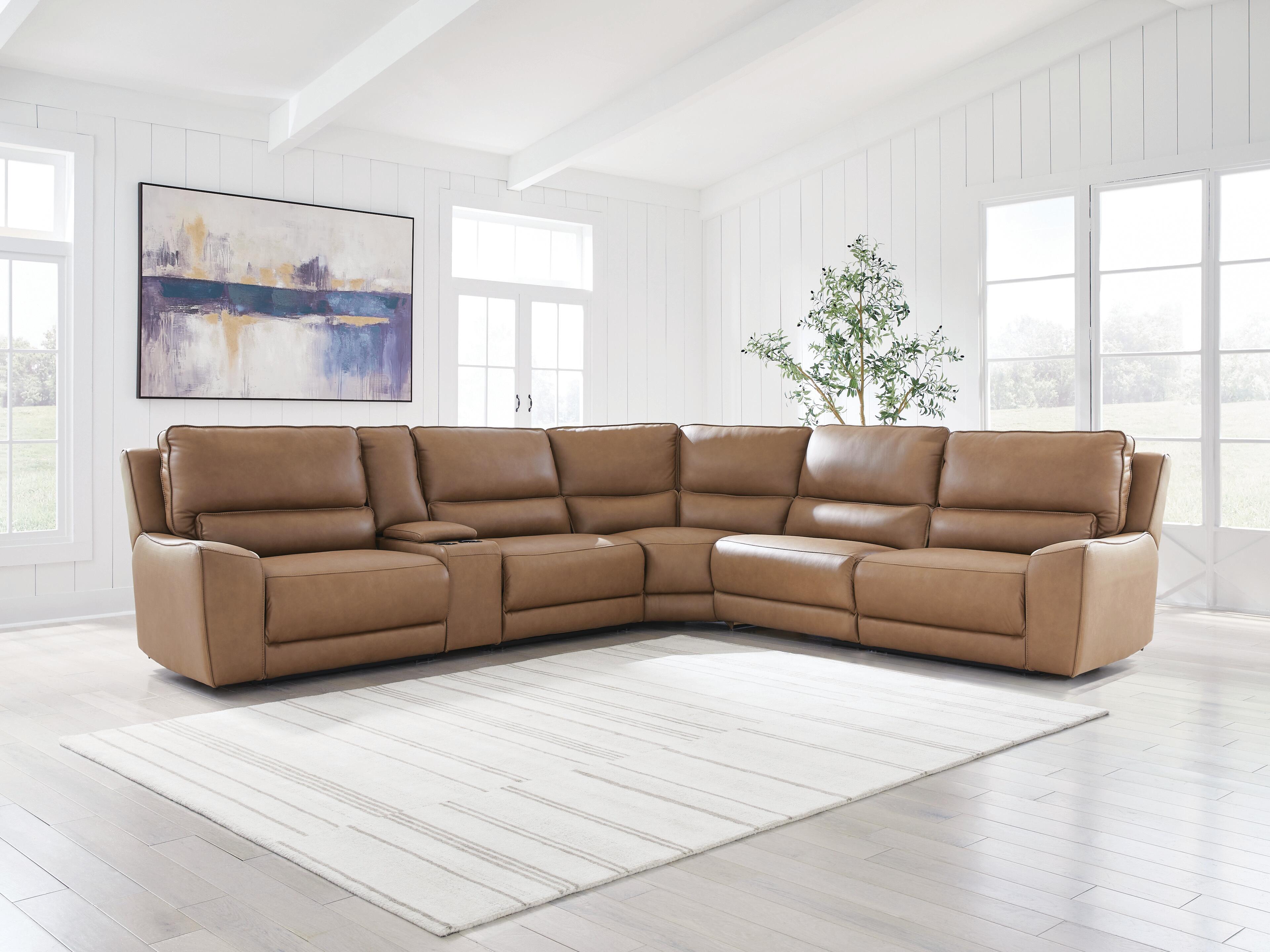 DeepWakes Reclining Sectional with Storage Console - Ideal Furniture (Fresno,CA) 