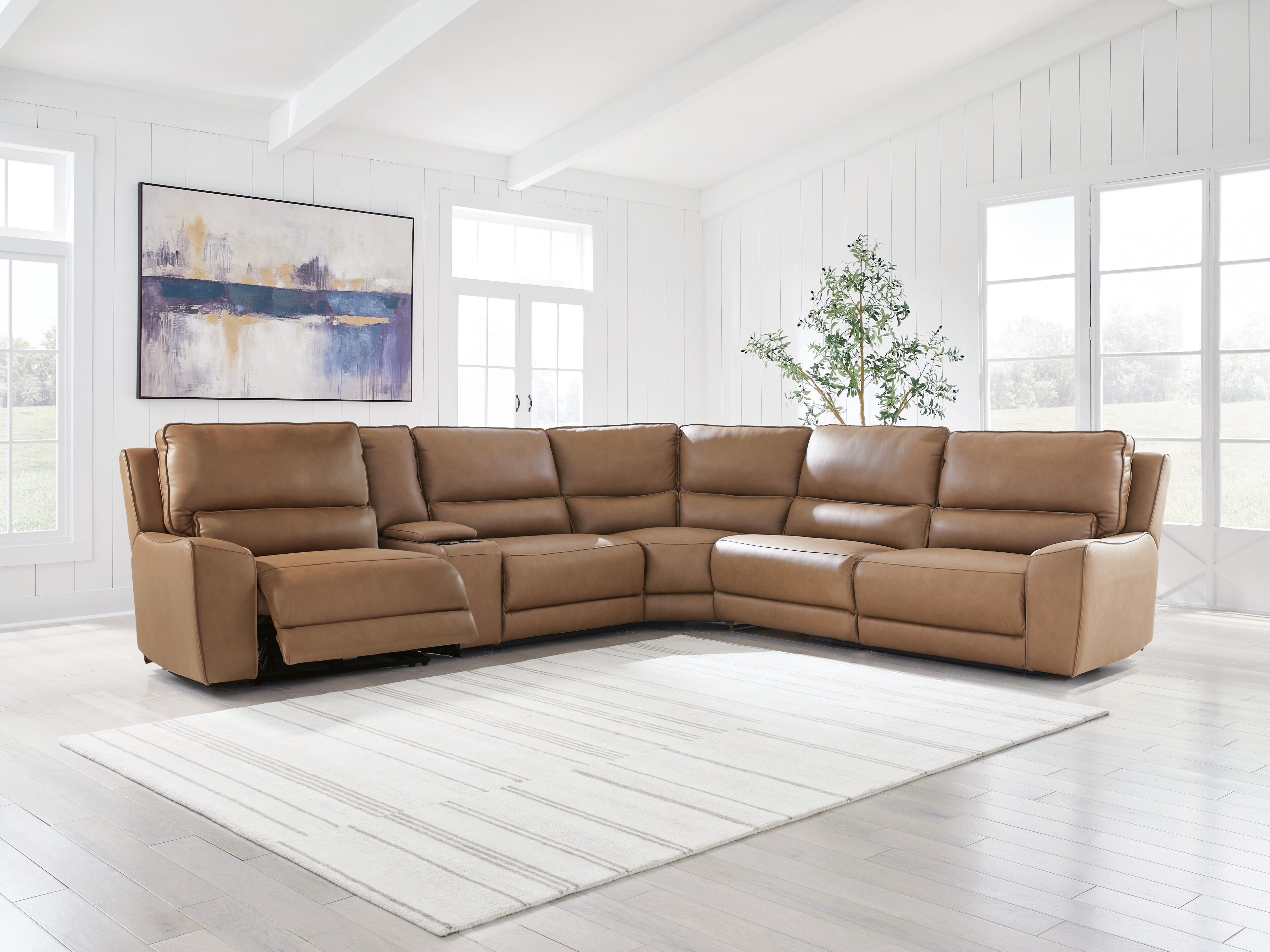 DeepWakes Reclining Sectional with Storage Console - Ideal Furniture (Fresno,CA) 