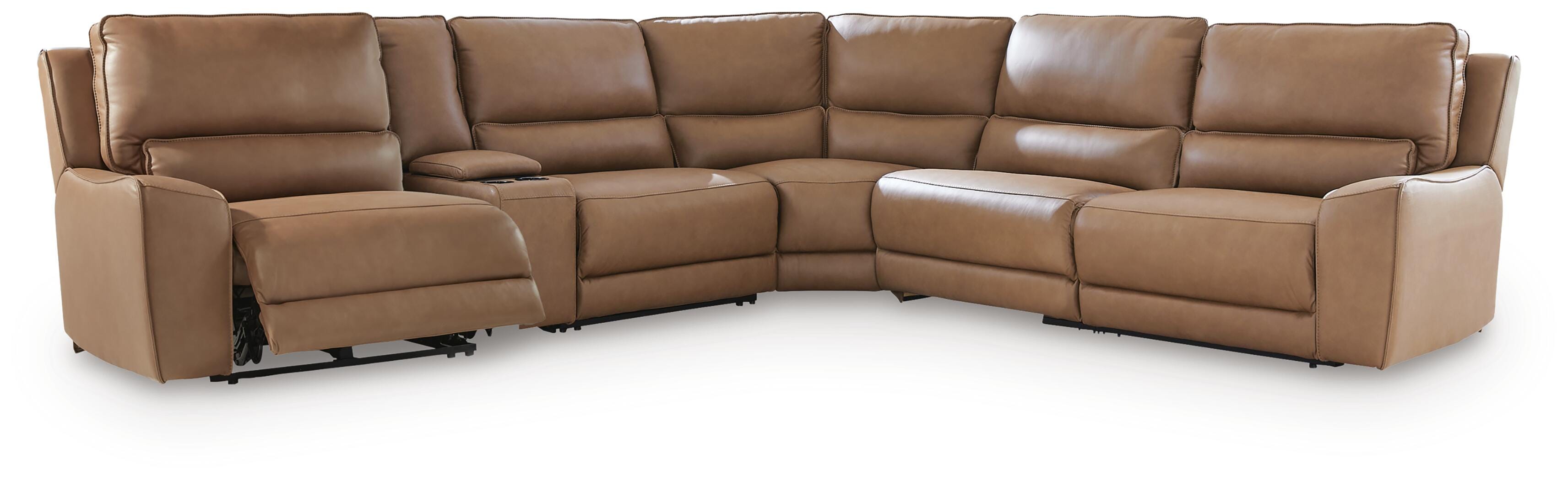 DeepWakes Reclining Sectional with Storage Console - Ideal Furniture (Fresno,CA) 