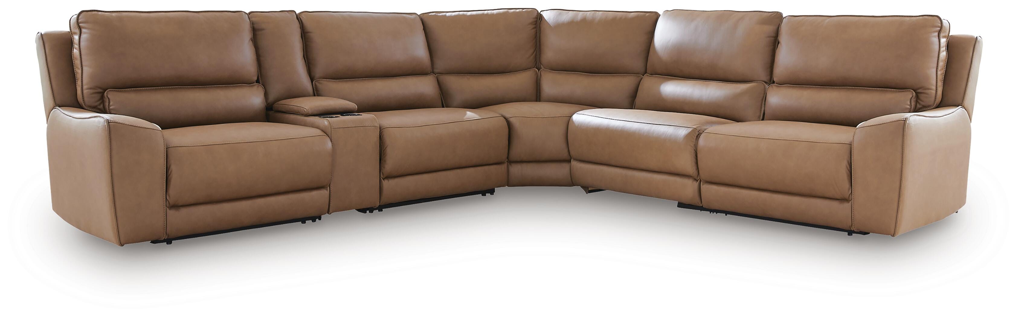 DeepWakes Reclining Sectional with Storage Console - Ideal Furniture (Fresno,CA) 