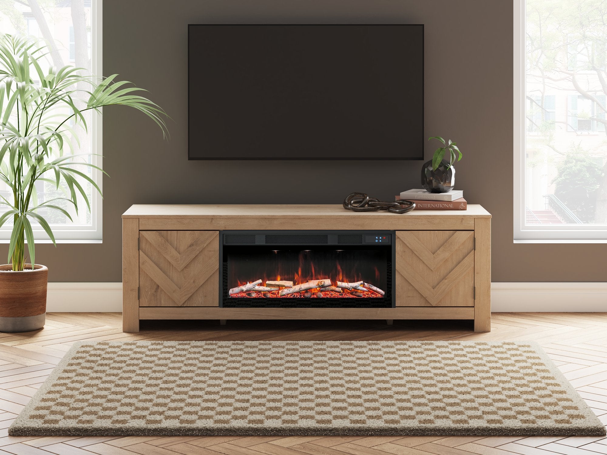 Cayboni 71" TV Stand with Electric Fireplace - Ideal Furniture (Fresno,CA) 