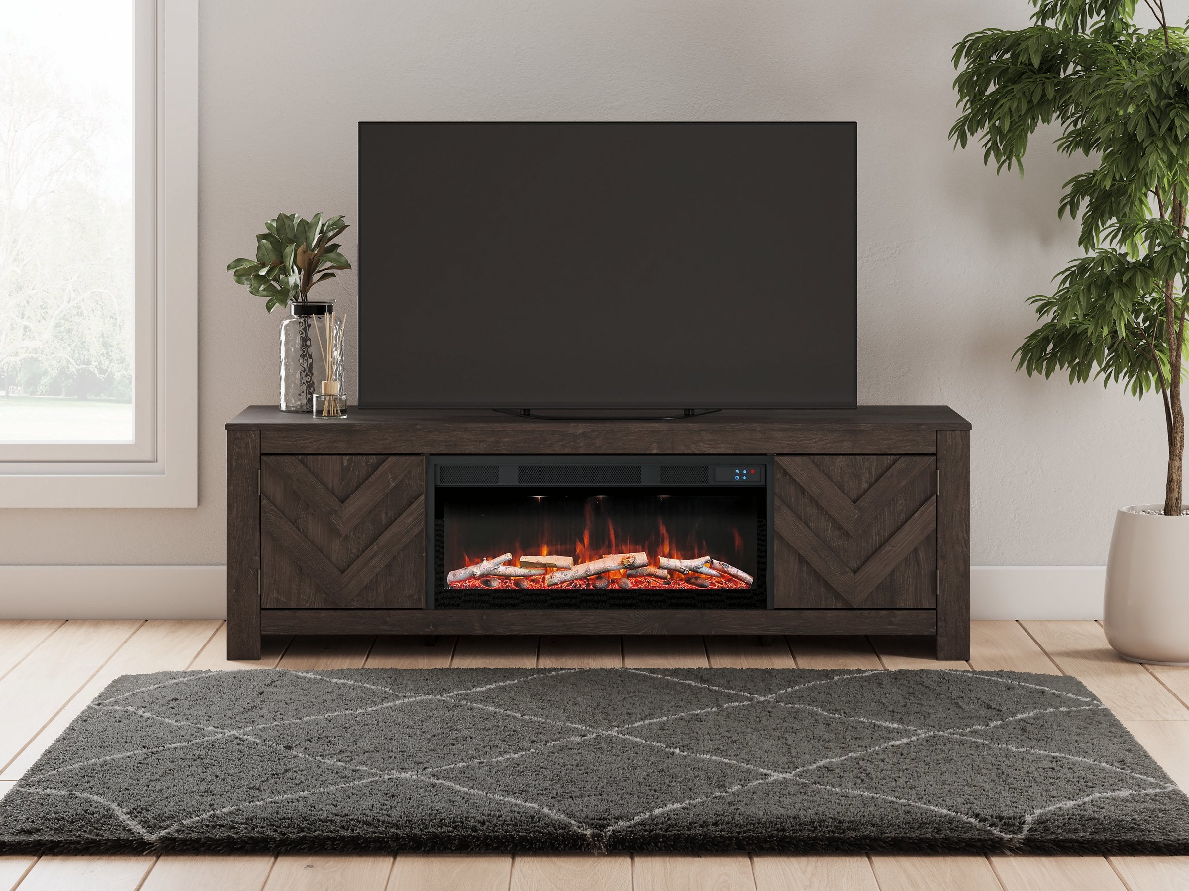 Cayboni 71" TV Stand with Electric Fireplace - Ideal Furniture (Fresno,CA) 