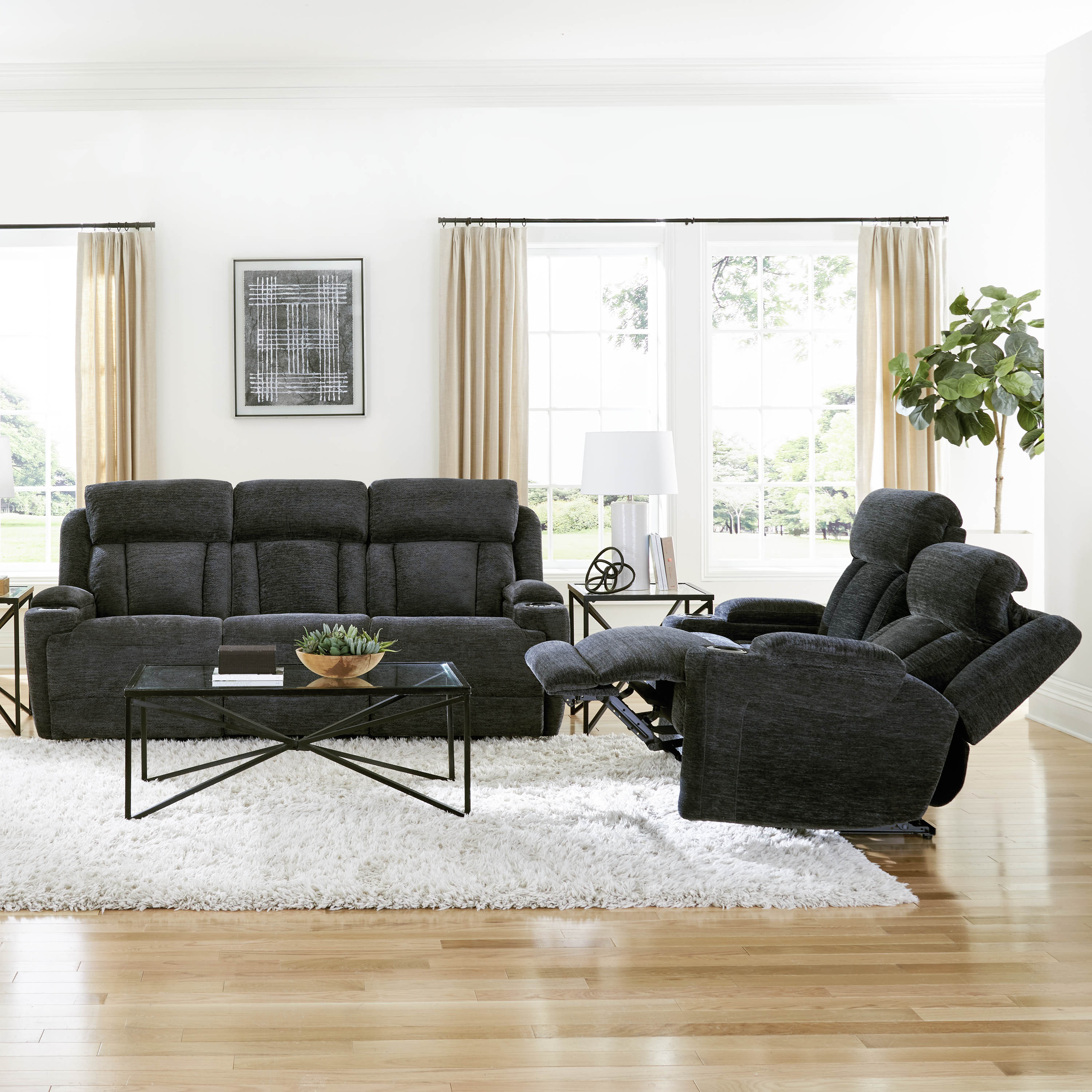 Parker Living Dalton - Lucky Charcoal Power Reclining Sofa and Loveseat