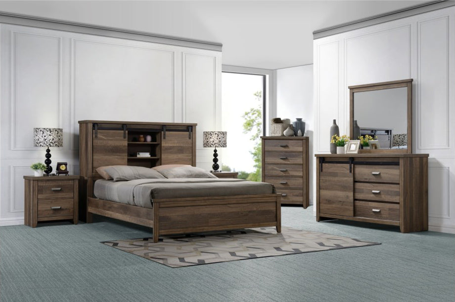 Crown Mark Furniture Calhoun King Bookcase Bed in Brown - Ideal Furniture (Fresno,CA) 