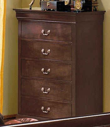 Crown Mark Furniture Louis Philip Drawer Chest in Dark Cherry - Ideal Furniture (Fresno,CA) 