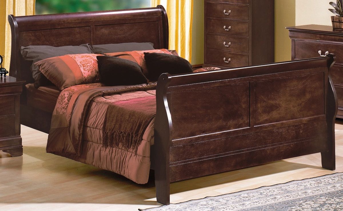 Crown Mark Furniture Louis Philip Queen Bed in Dark Cherry - Ideal Furniture (Fresno,CA) 