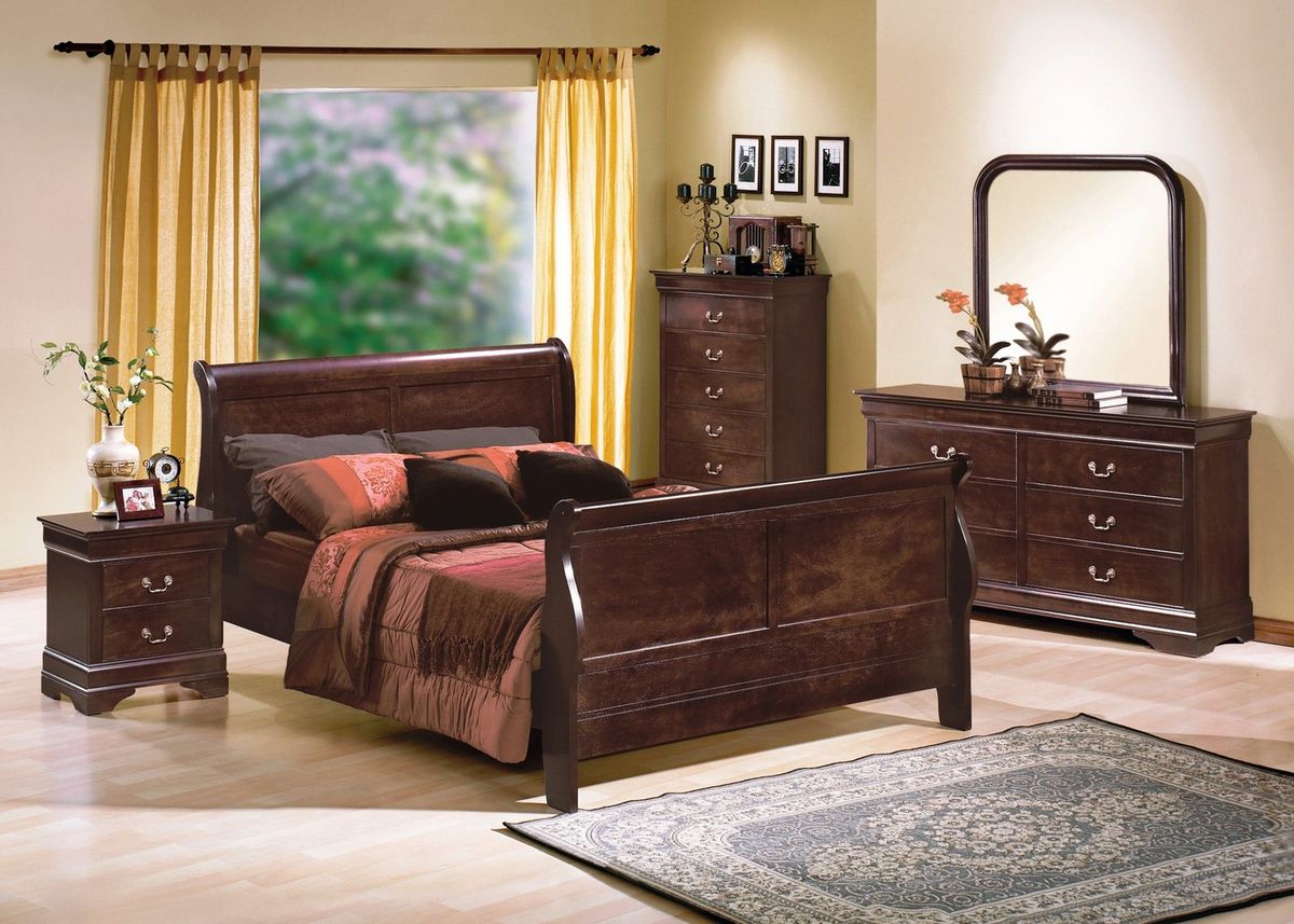 Crown Mark Furniture Louis Philip Queen Bed in Dark Cherry - Ideal Furniture (Fresno,CA) 