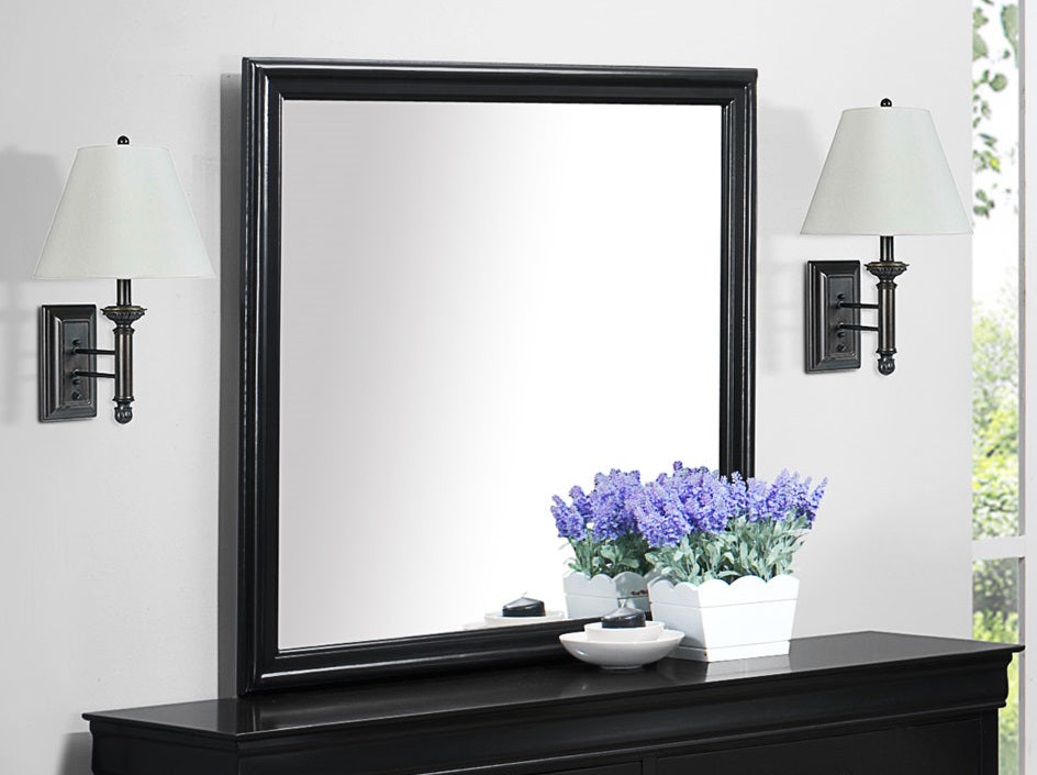 Crown Mark Furniture Louis Philip Dresser Mirror in Black - Ideal Furniture (Fresno,CA) 