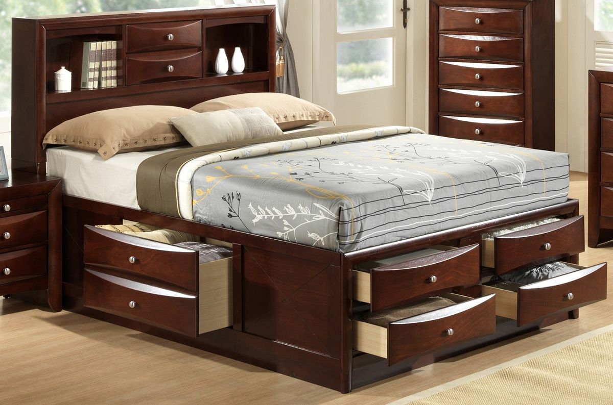 Crown Mark Furniture Emily Captain's King Bed in Rich Cherry - Ideal Furniture (Fresno,CA) 