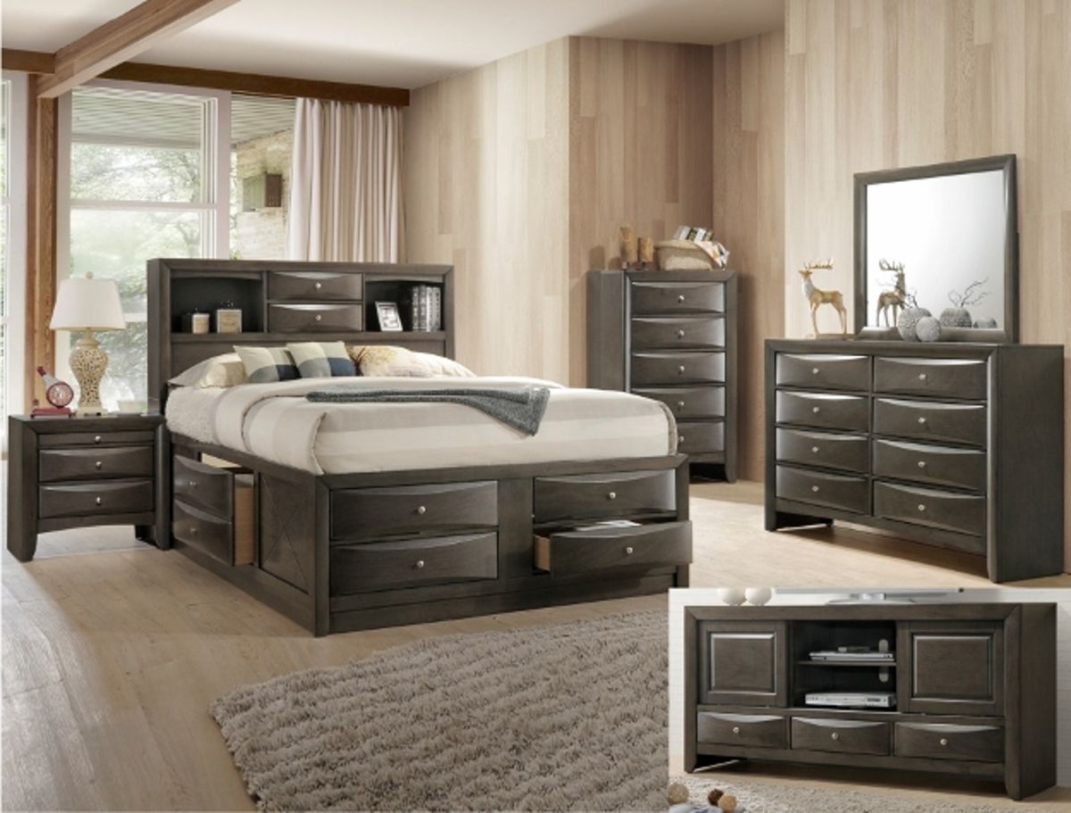 Crown Mark Emily Queen Captain's Storage Bed in Grey - Ideal Furniture (Fresno,CA) 
