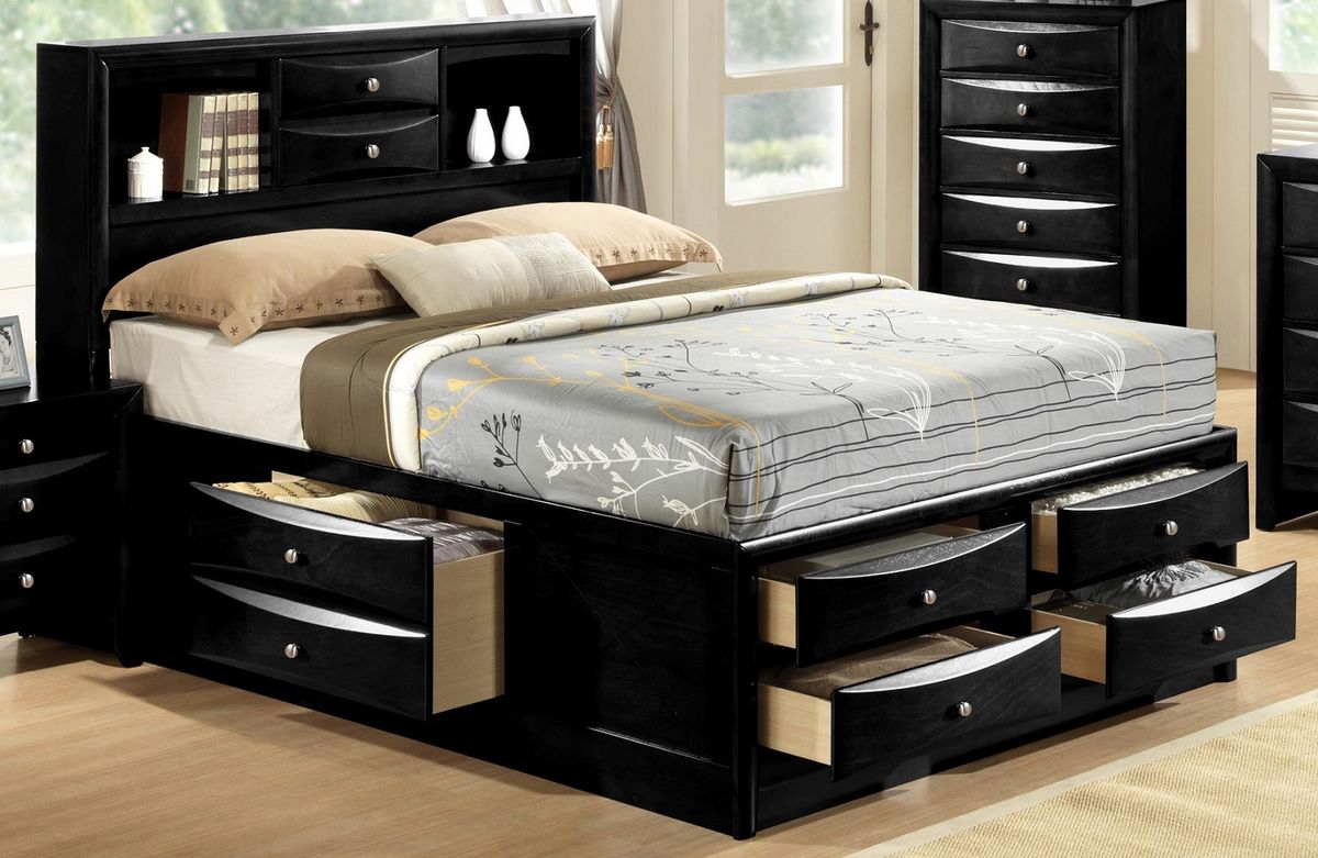 Crown Mark Furniture Emily Captain's King Bed in Black - Ideal Furniture (Fresno,CA) 