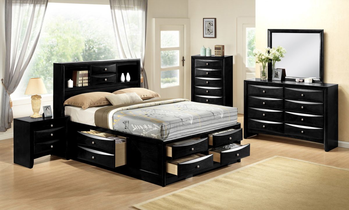 Crown Mark Furniture Emily Captain's Queen Bed in Black - Ideal Furniture (Fresno,CA) 