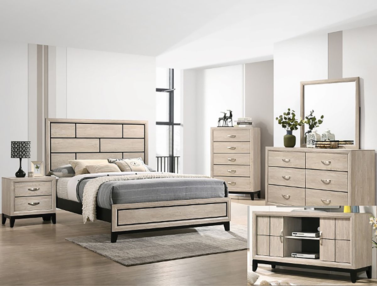 Crown Mark Furniture Akerson Full Panel Bed in Beige B4630-F - Ideal Furniture (Fresno,CA) 