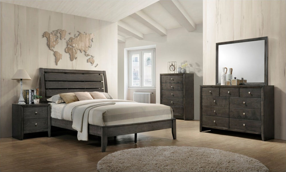Crown Mark Furniture Evan King Panel Bed in Grey - Ideal Furniture (Fresno,CA) 