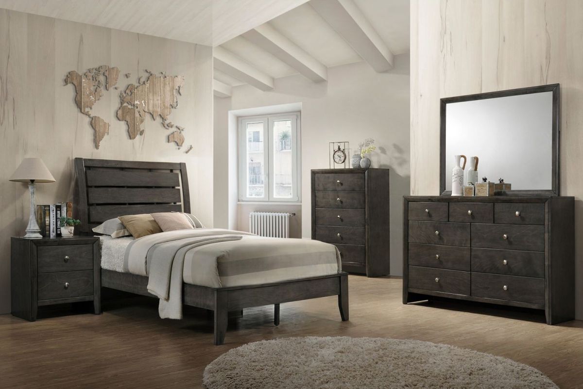 Crown Mark Furniture Evan Full Panel Bed in Grey - Ideal Furniture (Fresno,CA) 