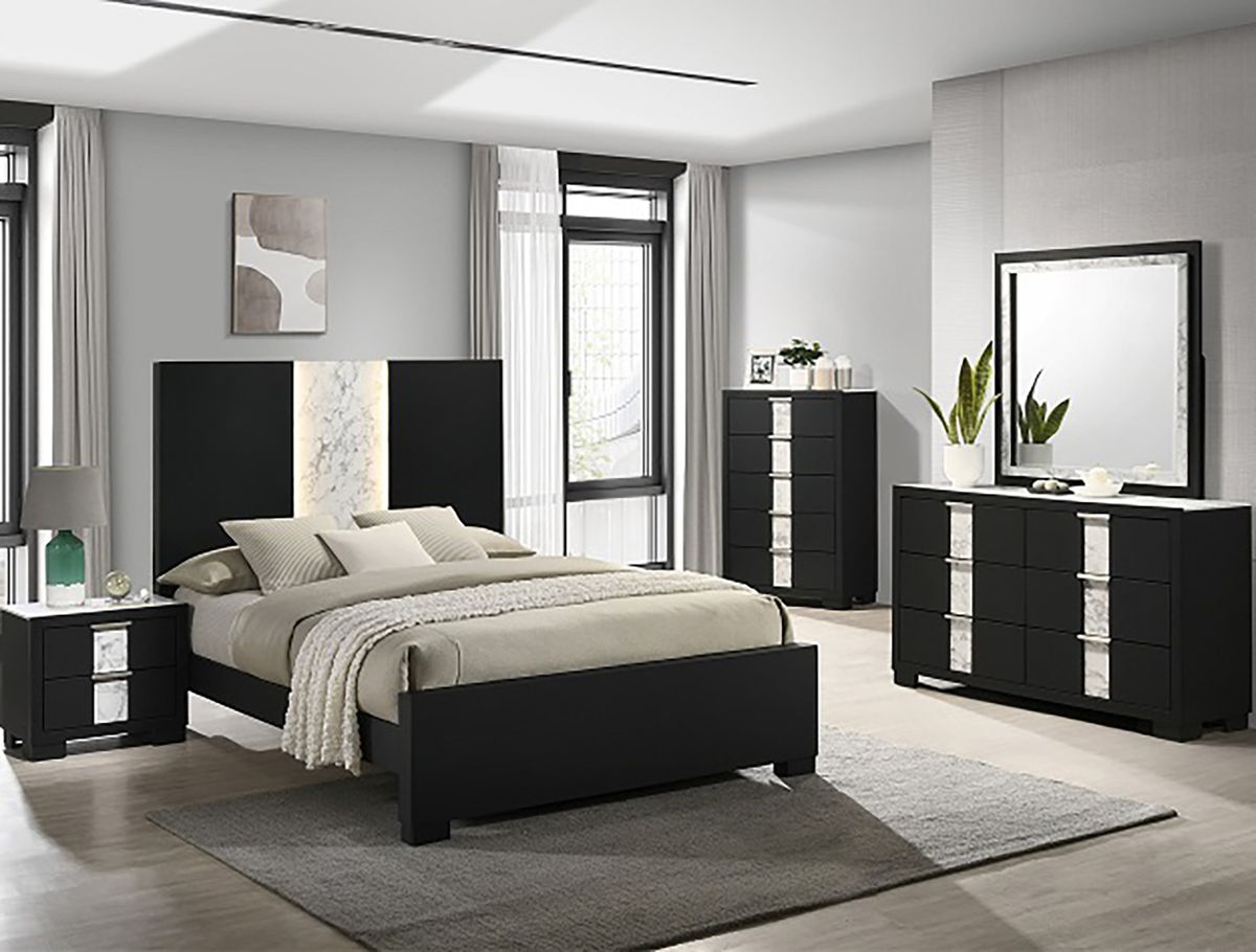 Crown Mark Furniture Rangley 5 Drawer Chest in Black - Ideal Furniture (Fresno,CA) 
