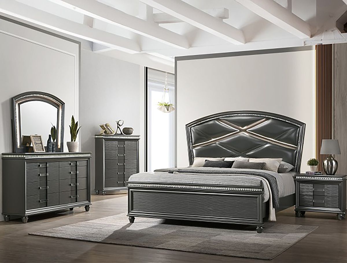 Crown Mark Furniture Adira 5 Drawer Chest in Silver - Ideal Furniture (Fresno,CA) 