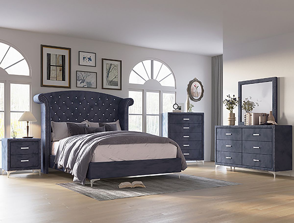 Crown Mark Furniture Lucinda 5 Drawer Chest in Gray - Ideal Furniture (Fresno,CA) 