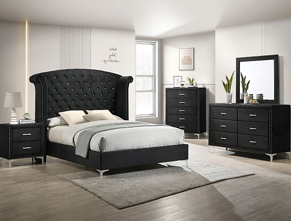 Crown Mark Furniture Lucinda 5 Drawer Chest in Black - Ideal Furniture (Fresno,CA) 